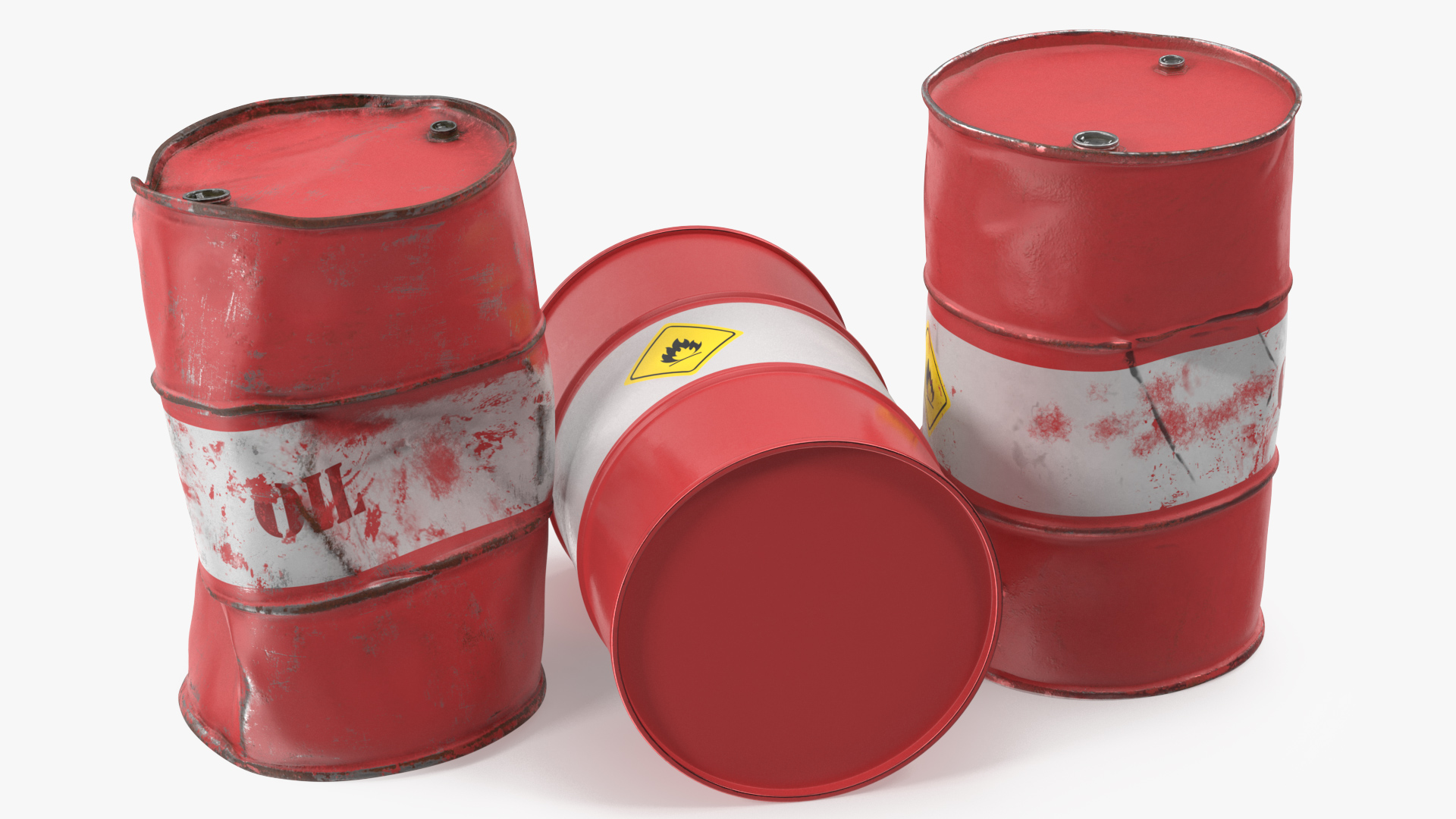 3D Crude Oil Barrels Set