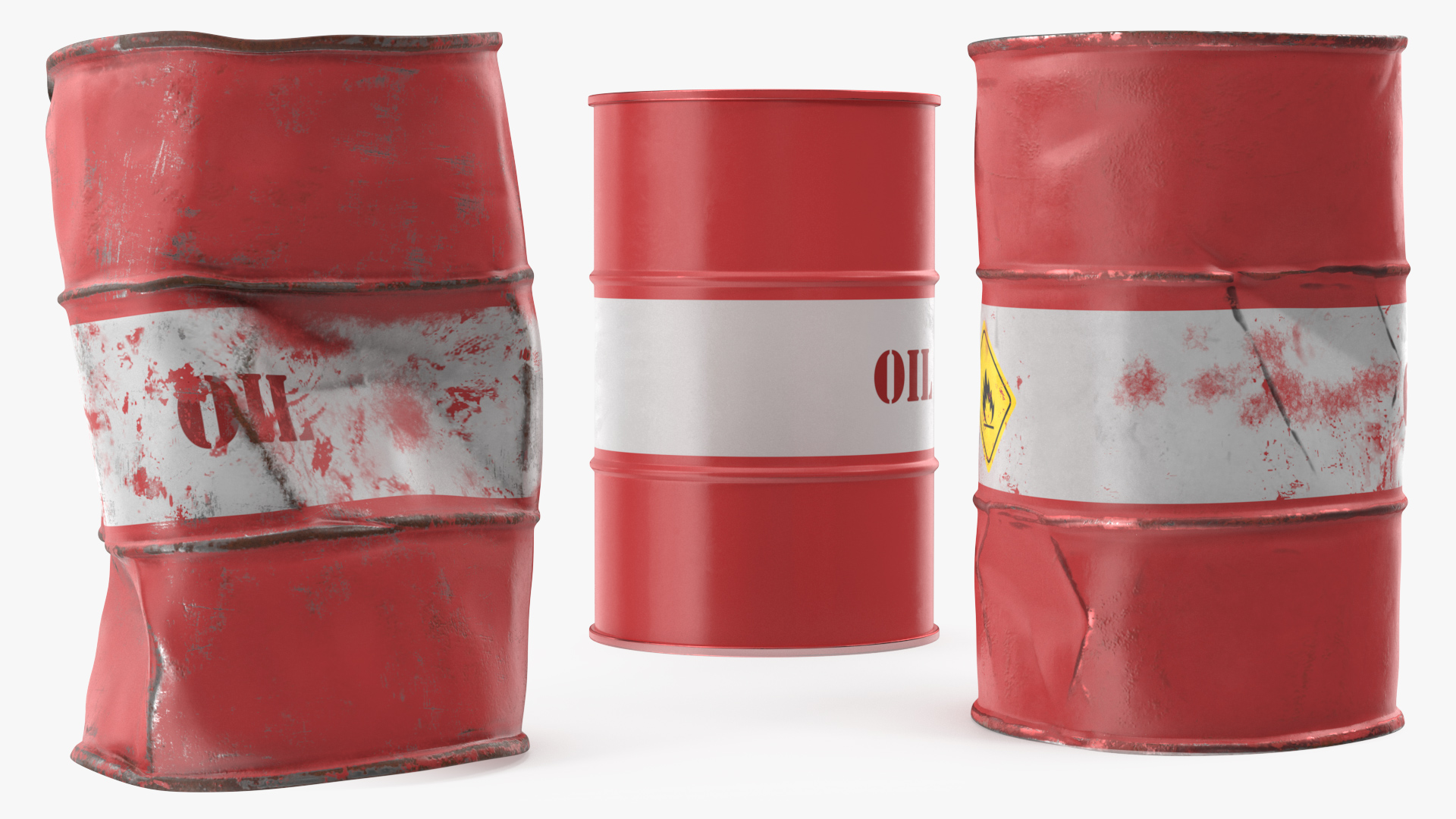 3D Crude Oil Barrels Set