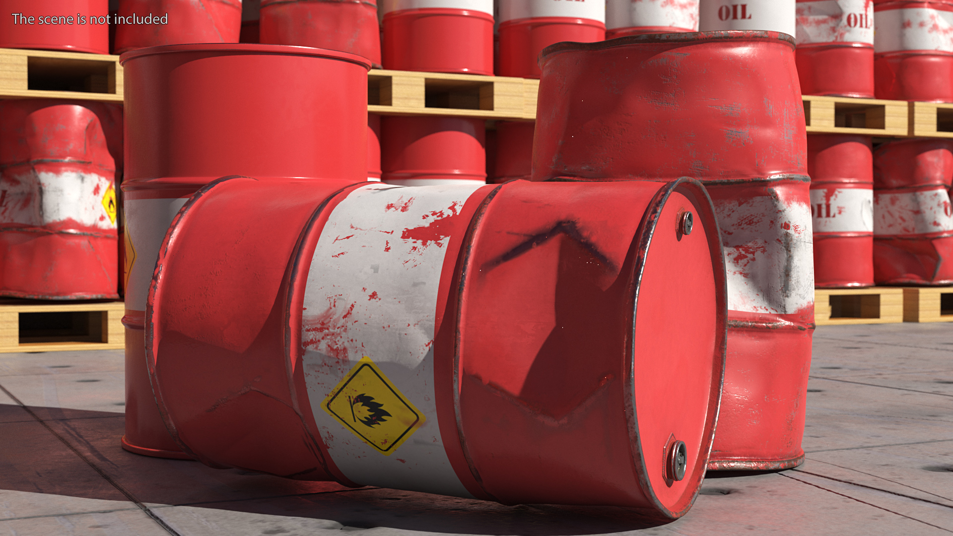 3D Crude Oil Barrels Set