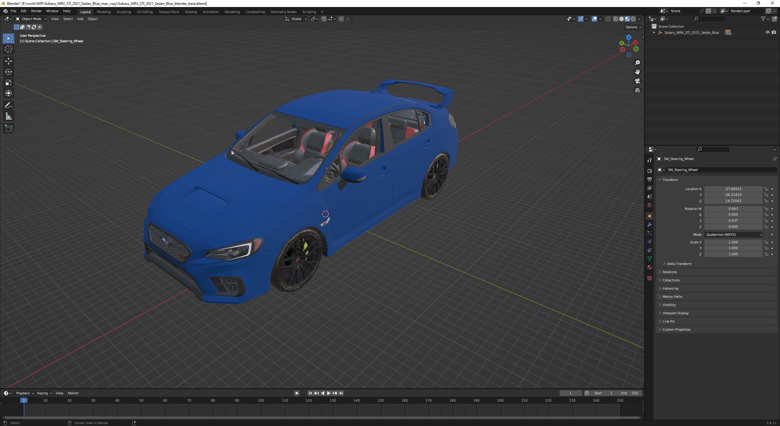 3D model Subaru WRX STI 2021 Sedan Blue