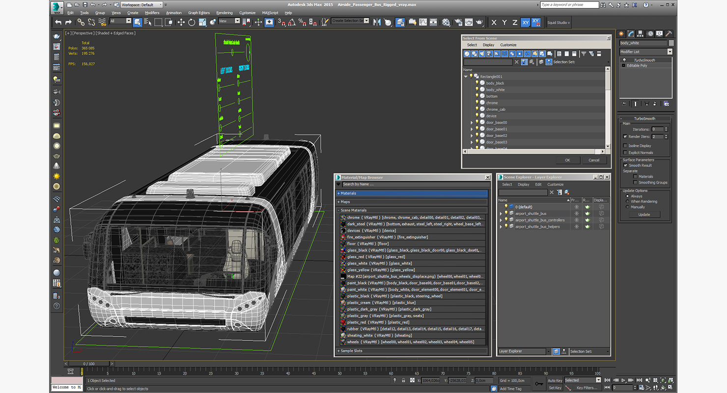 3D Airside Passenger Bus Rigged model