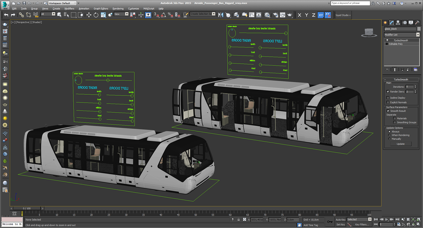 3D Airside Passenger Bus Rigged model