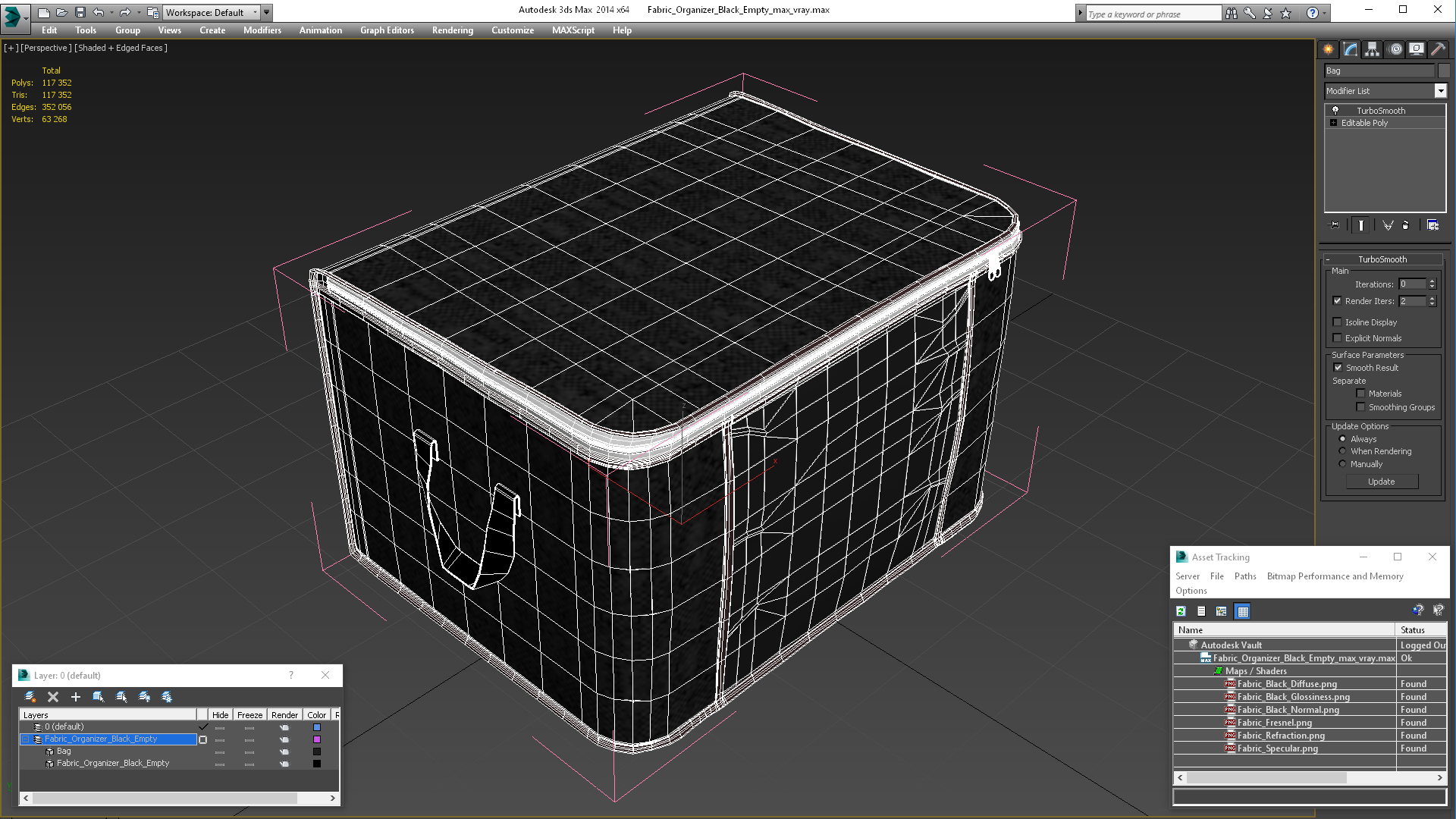 3D Fabric Organizer Black Empty model