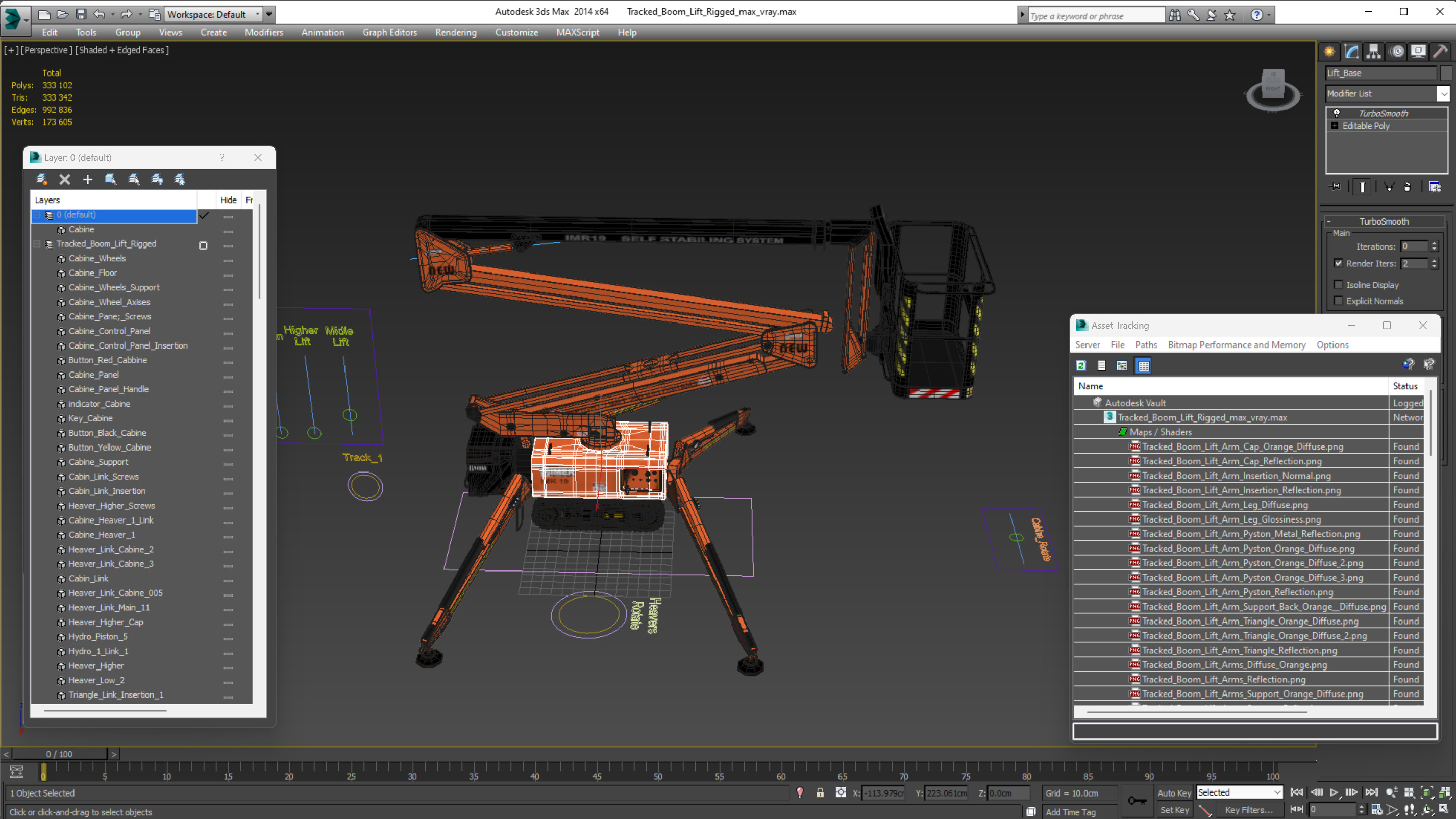3D Tracked Boom Lift Rigged for Maya model