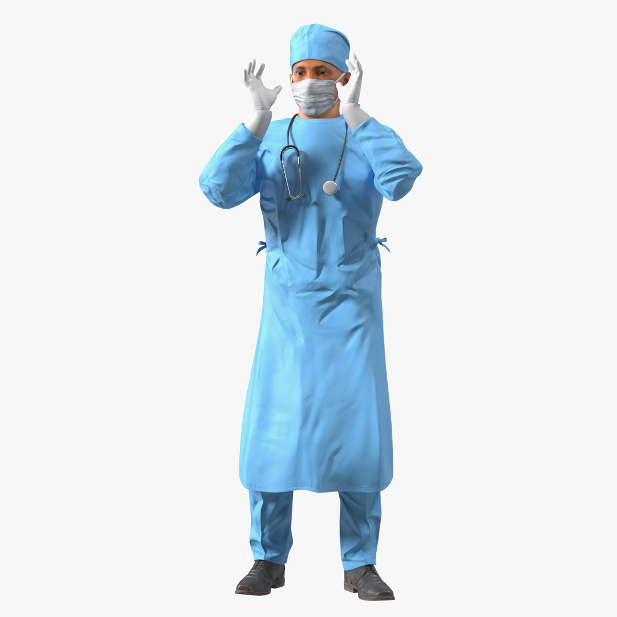 3D Surgeon Doctor in Mask Rigged for Cinema 4D model