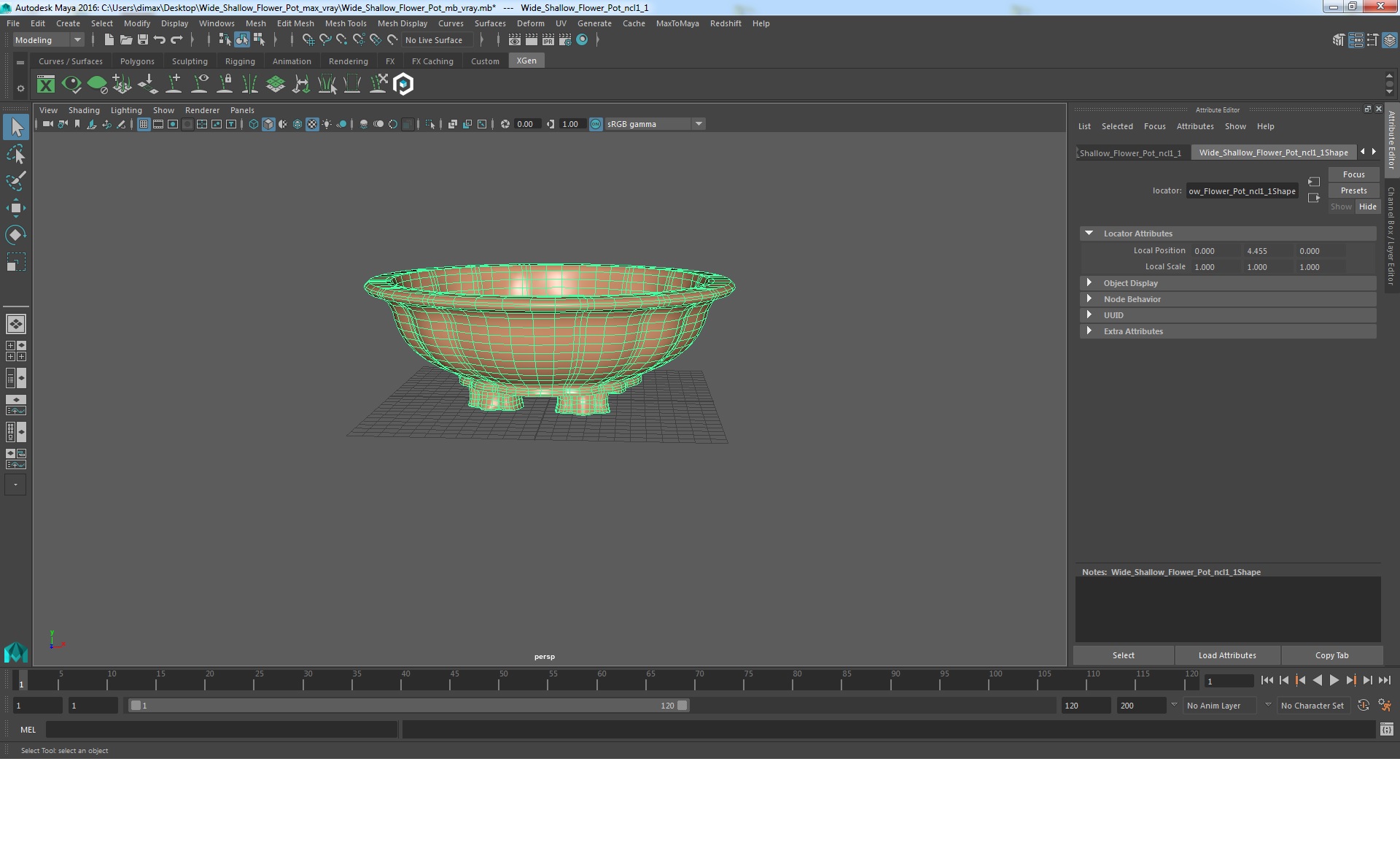 3D Wide Shallow Flower Pot model