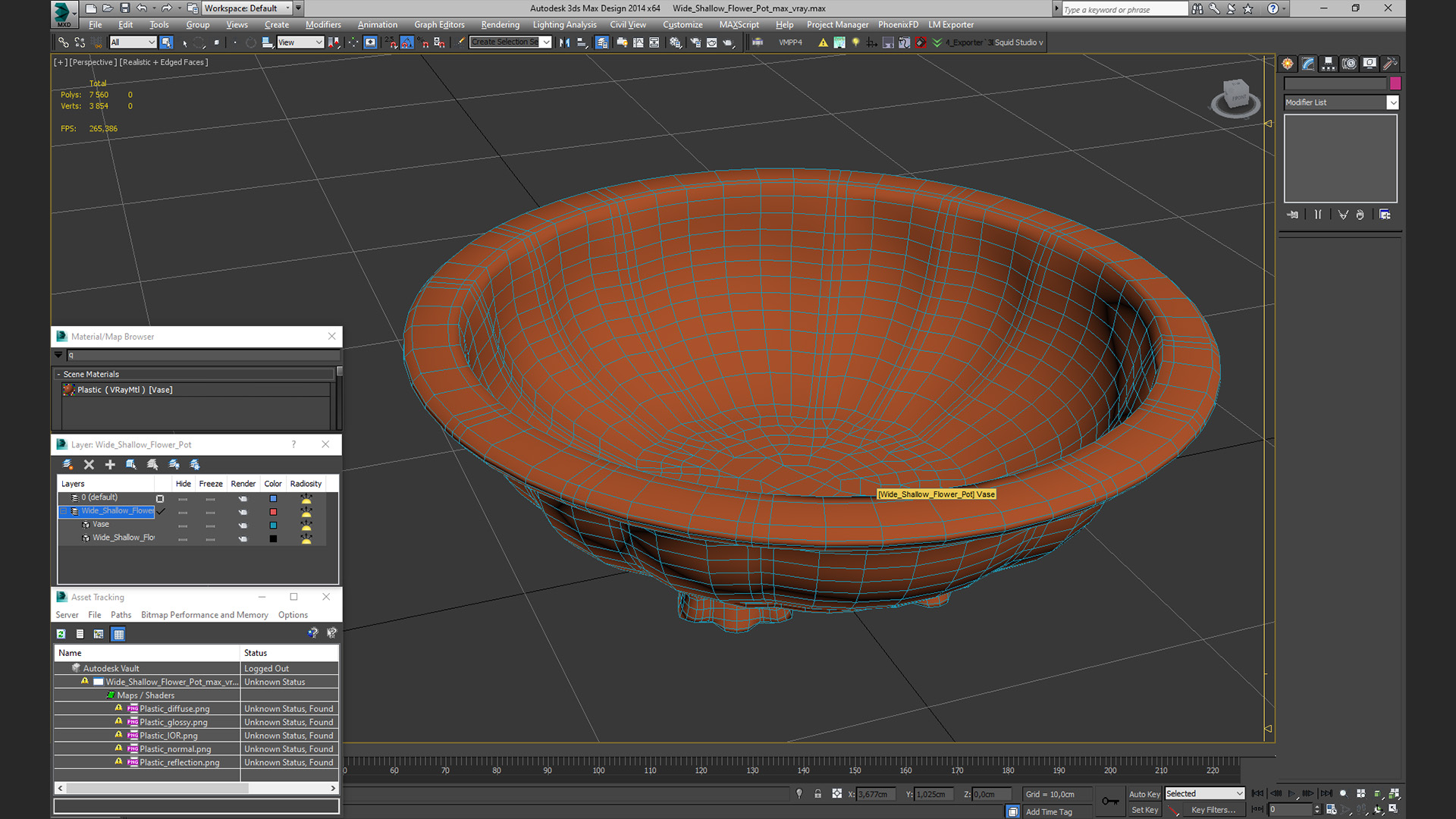 3D Wide Shallow Flower Pot model