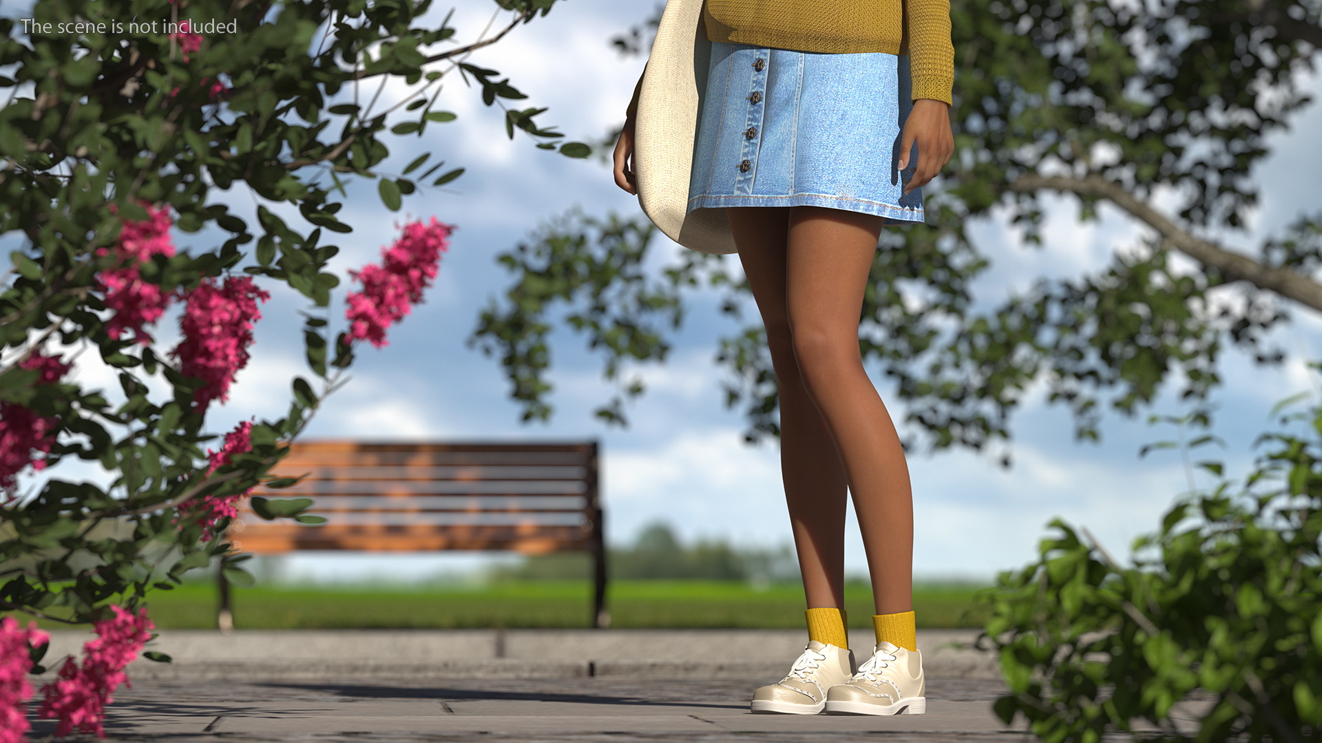 3D Street Style Light Skin Black Teenage Girl Standing Pose