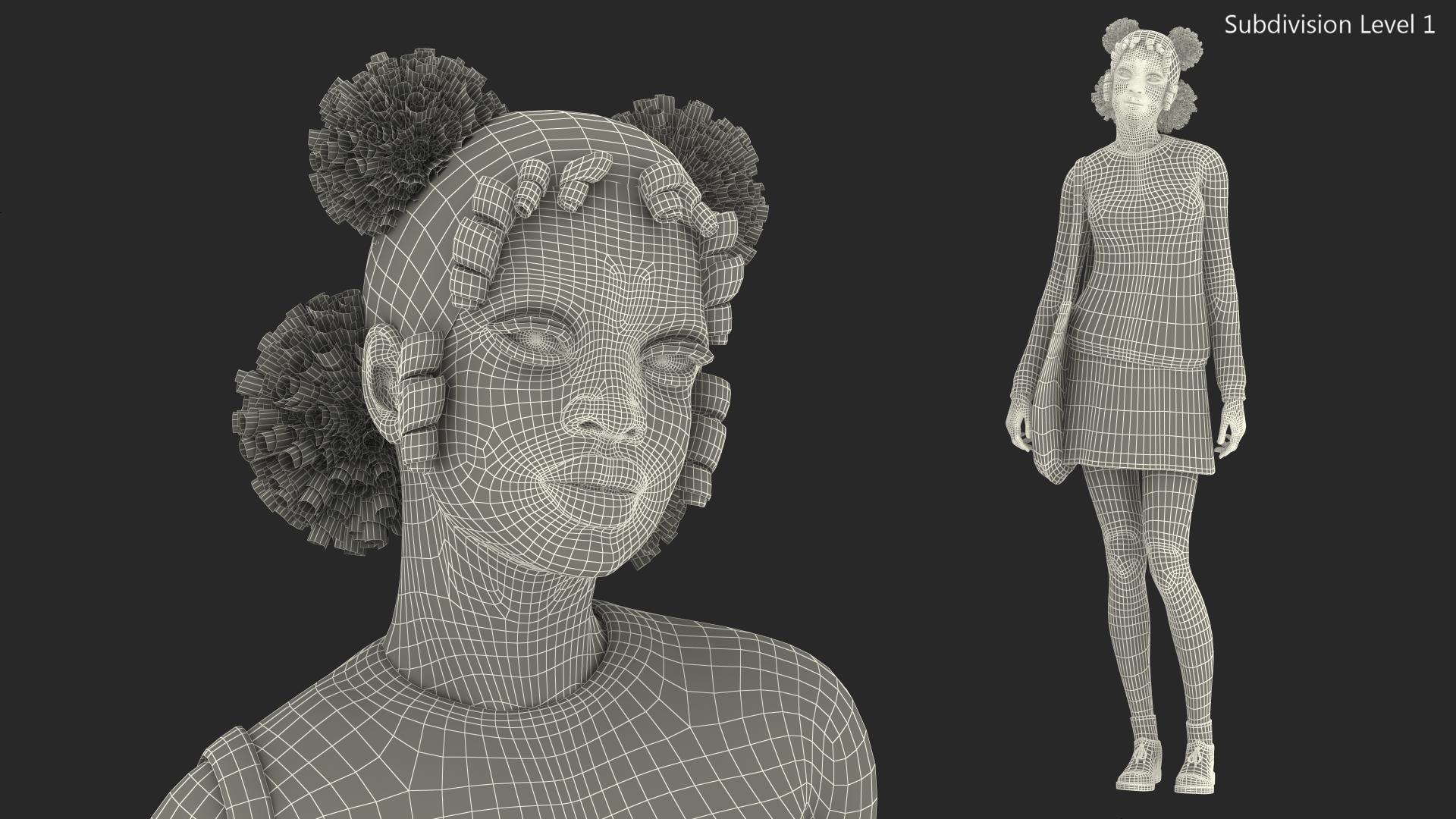 3D Street Style Light Skin Black Teenage Girl Standing Pose