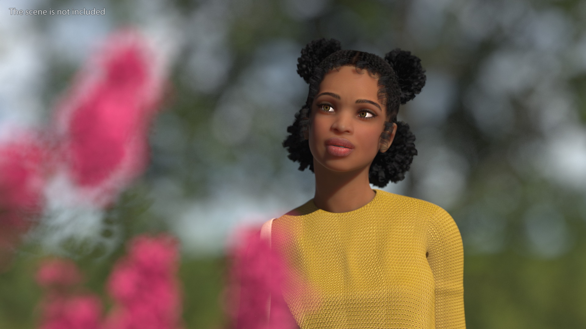 3D Street Style Light Skin Black Teenage Girl Standing Pose