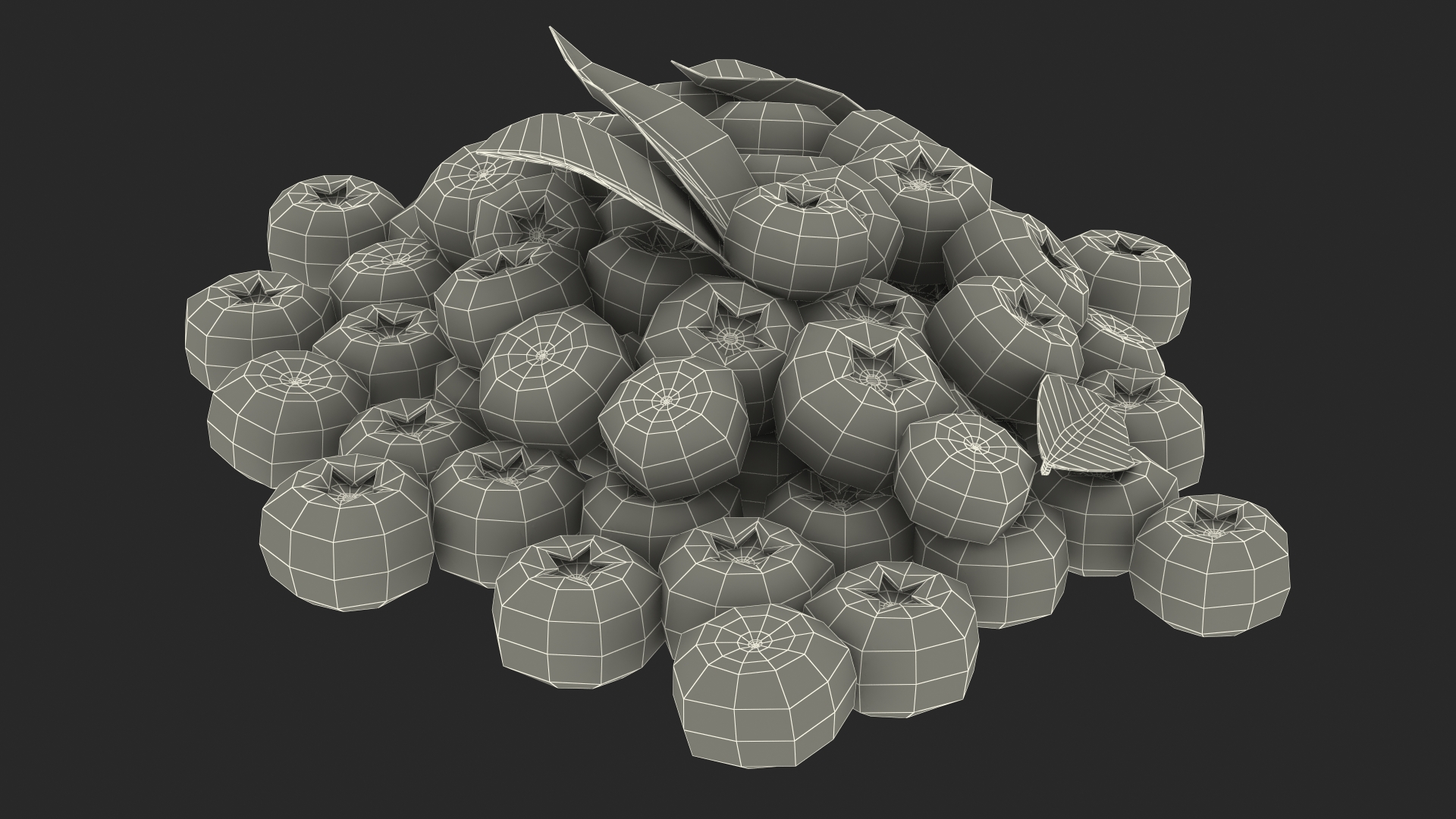 Bunch of Garden Ripe Blueberries 3D