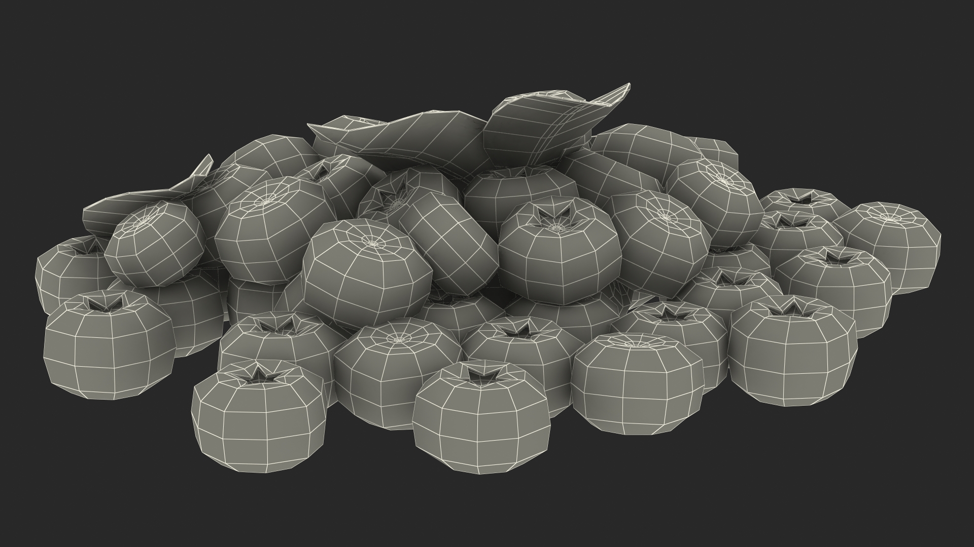 Bunch of Garden Ripe Blueberries 3D
