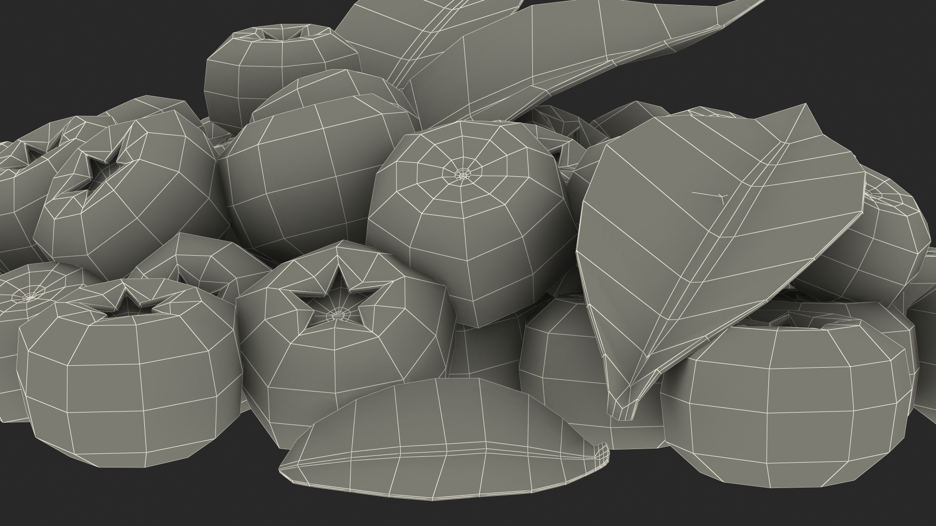 Bunch of Garden Ripe Blueberries 3D