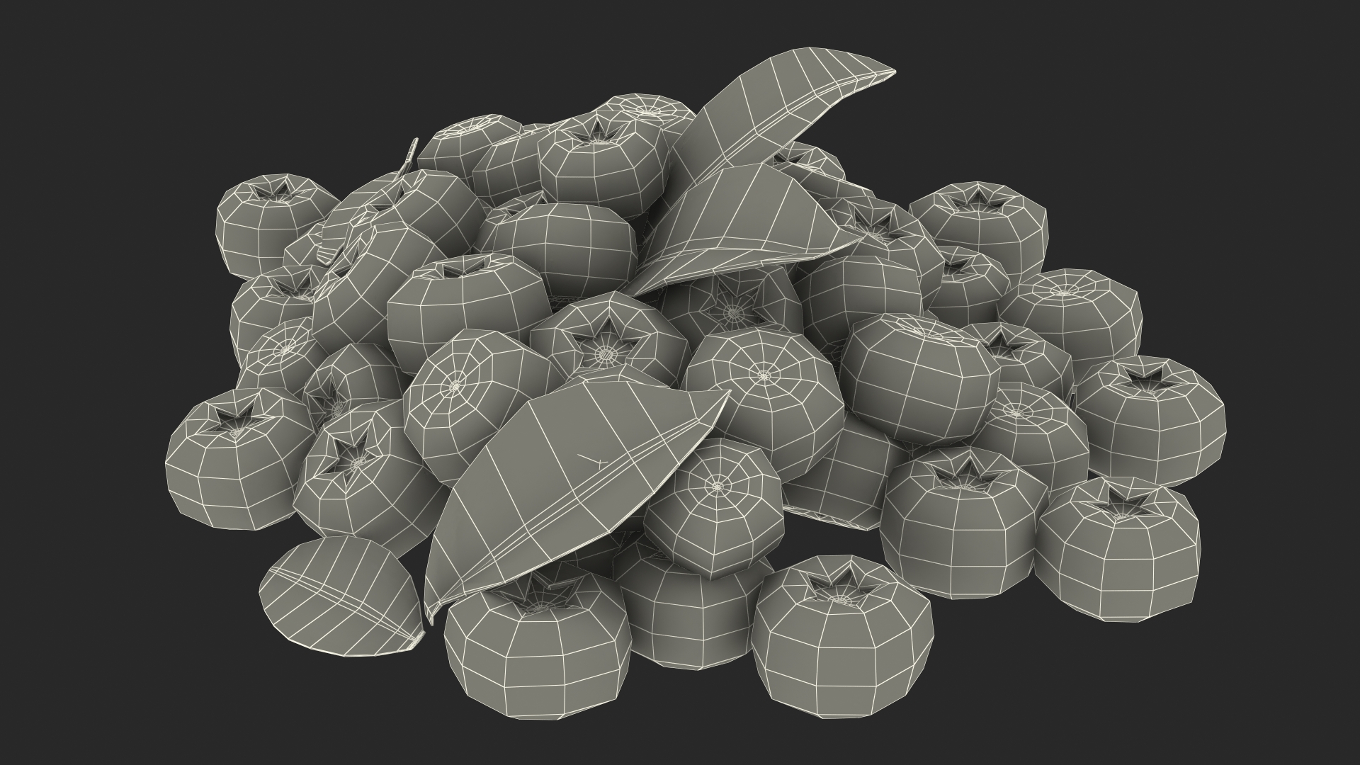 Bunch of Garden Ripe Blueberries 3D