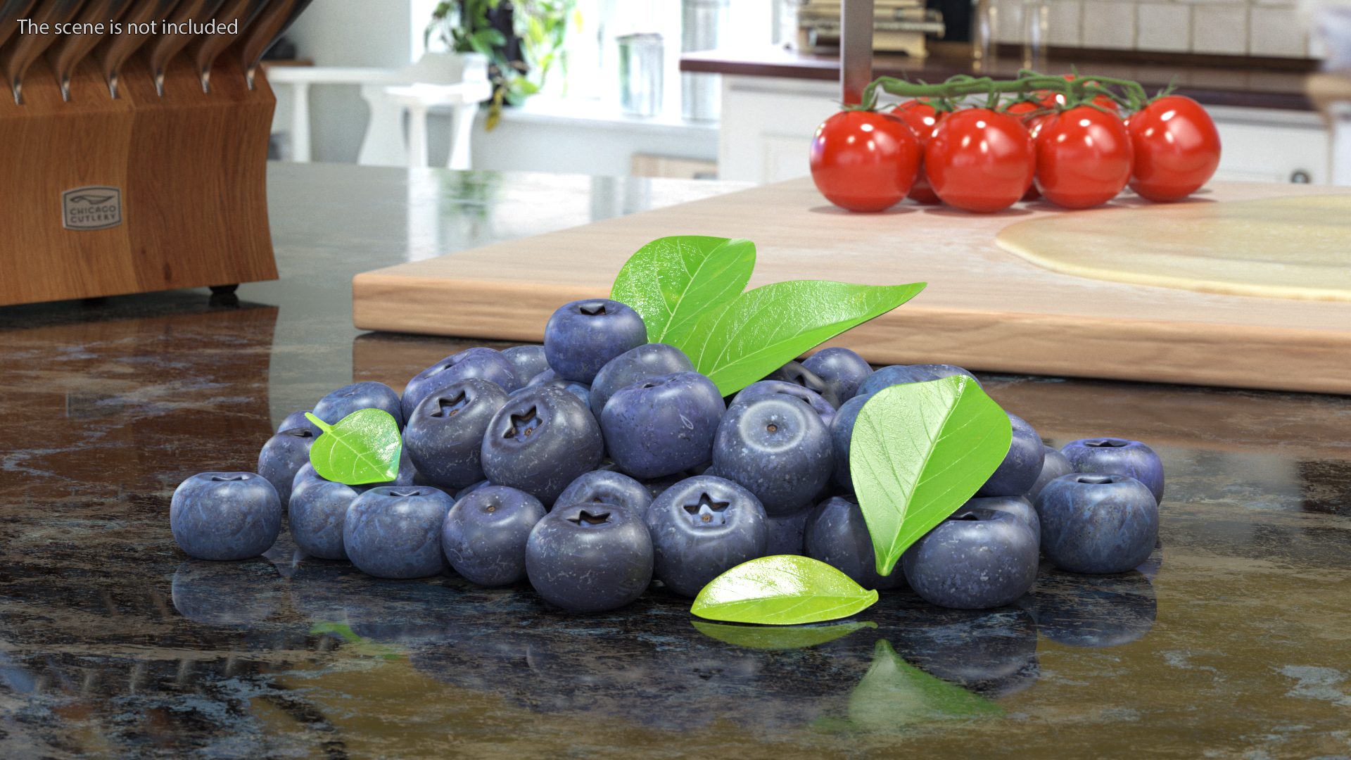 Bunch of Garden Ripe Blueberries 3D