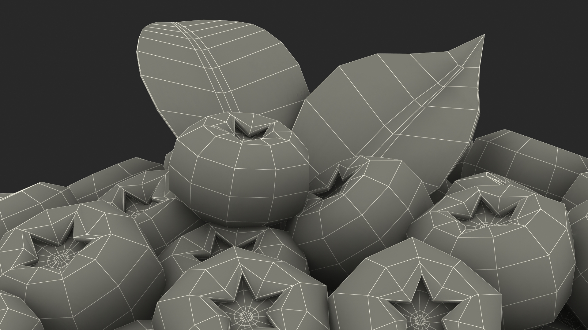 Bunch of Garden Ripe Blueberries 3D