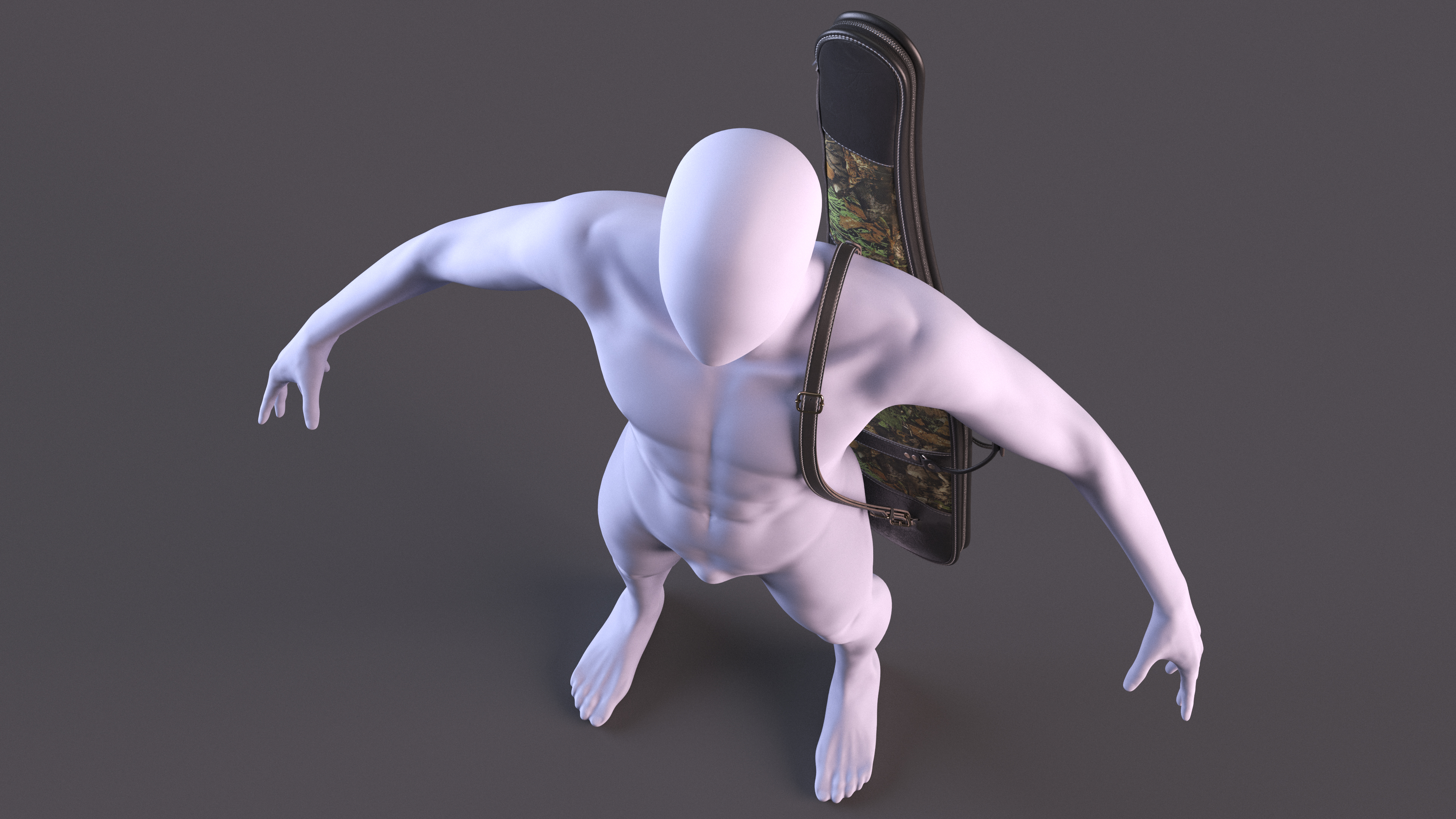 3D Hunter Gun Carry Bag on Mannequin model