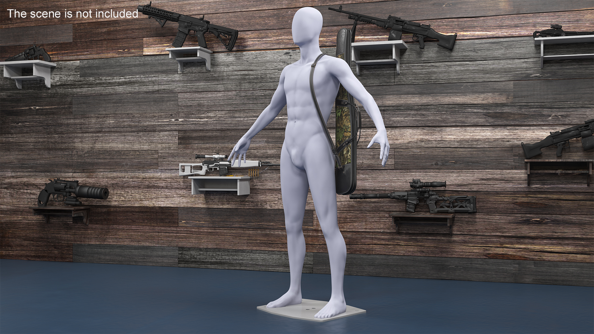 3D Hunter Gun Carry Bag on Mannequin model