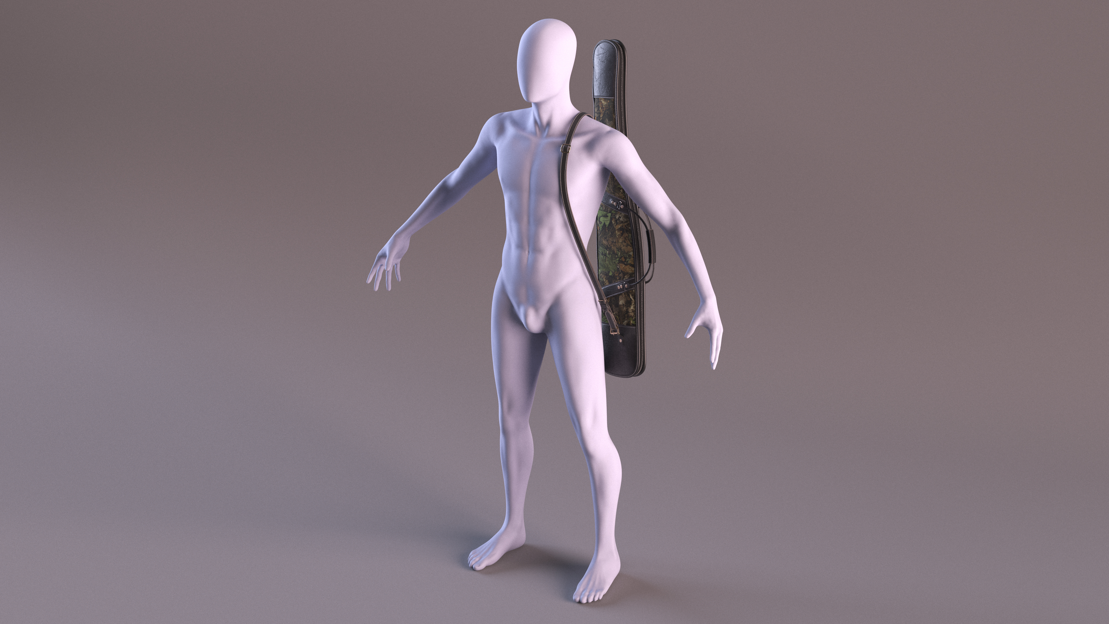 3D Hunter Gun Carry Bag on Mannequin model