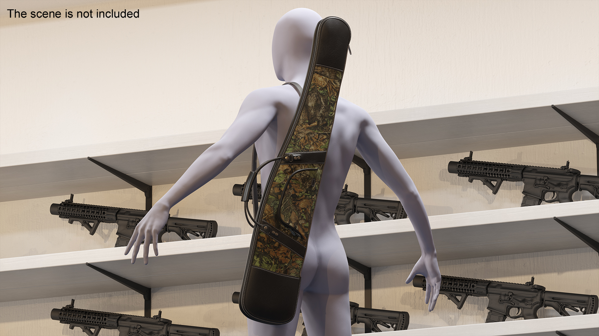 3D Hunter Gun Carry Bag on Mannequin model