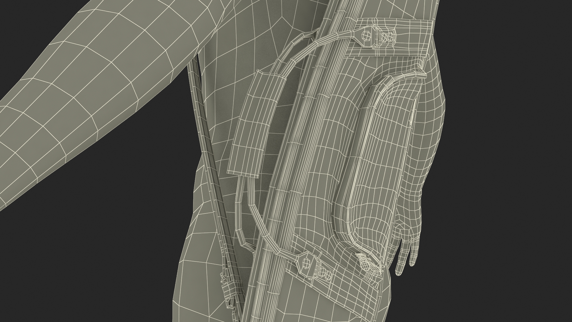 3D Hunter Gun Carry Bag on Mannequin model