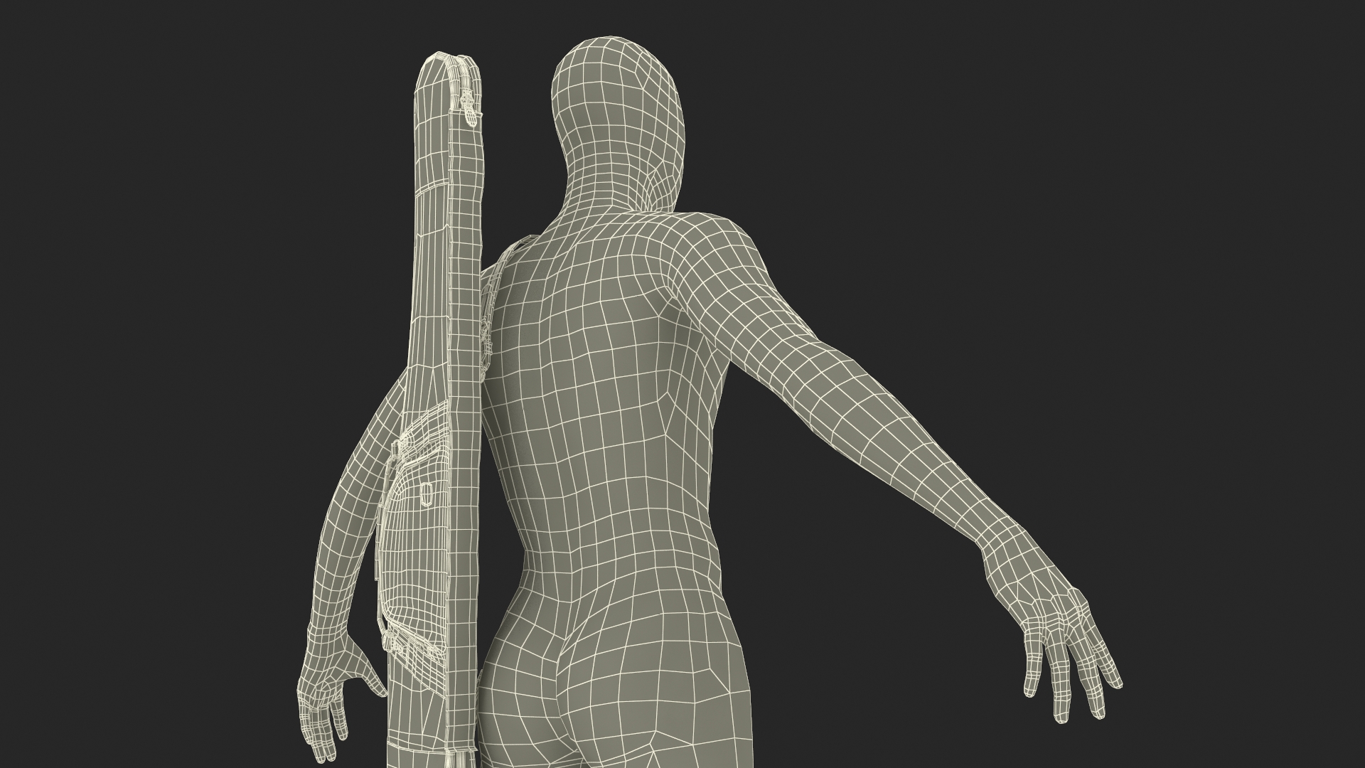 3D Hunter Gun Carry Bag on Mannequin model