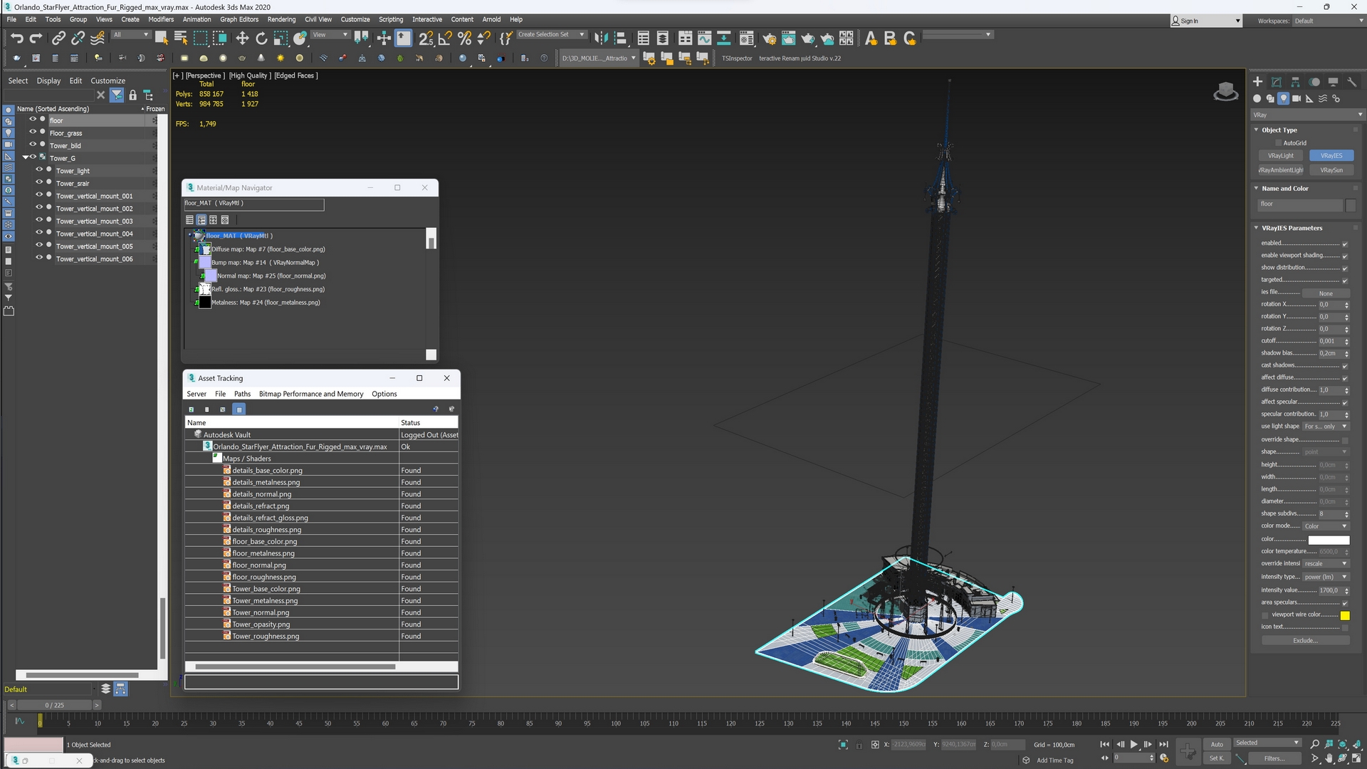 Orlando StarFlyer Attraction Fur Rigged 3D model