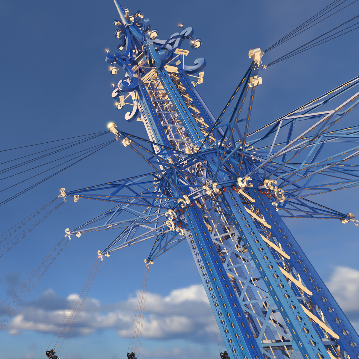 Orlando StarFlyer Attraction Fur Rigged 3D model