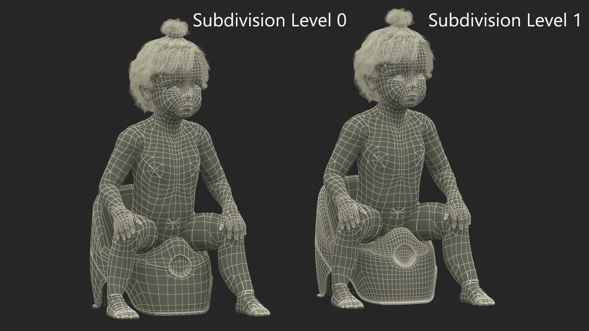 3D Toddler Girl on Potty