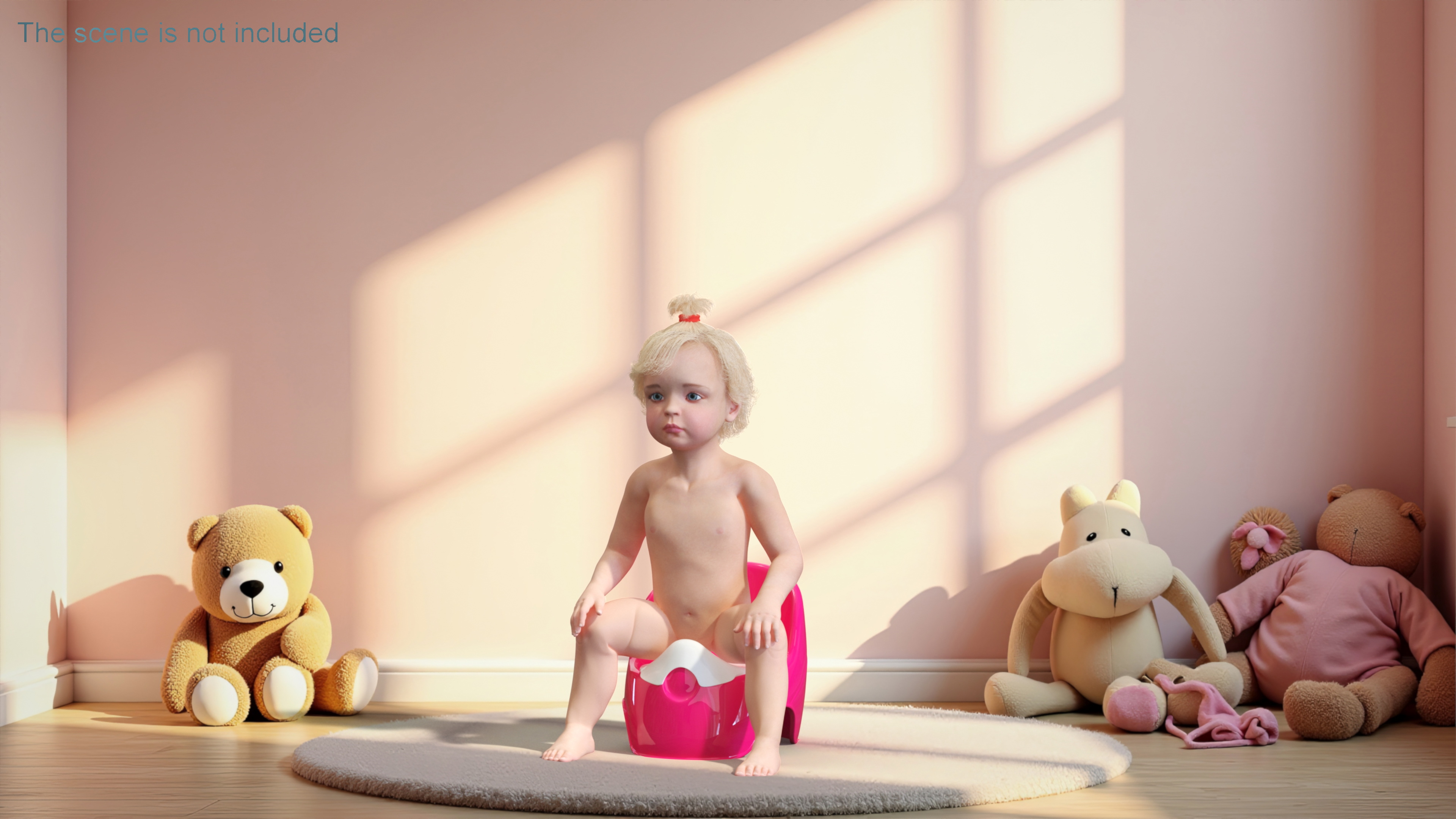3D Toddler Girl on Potty