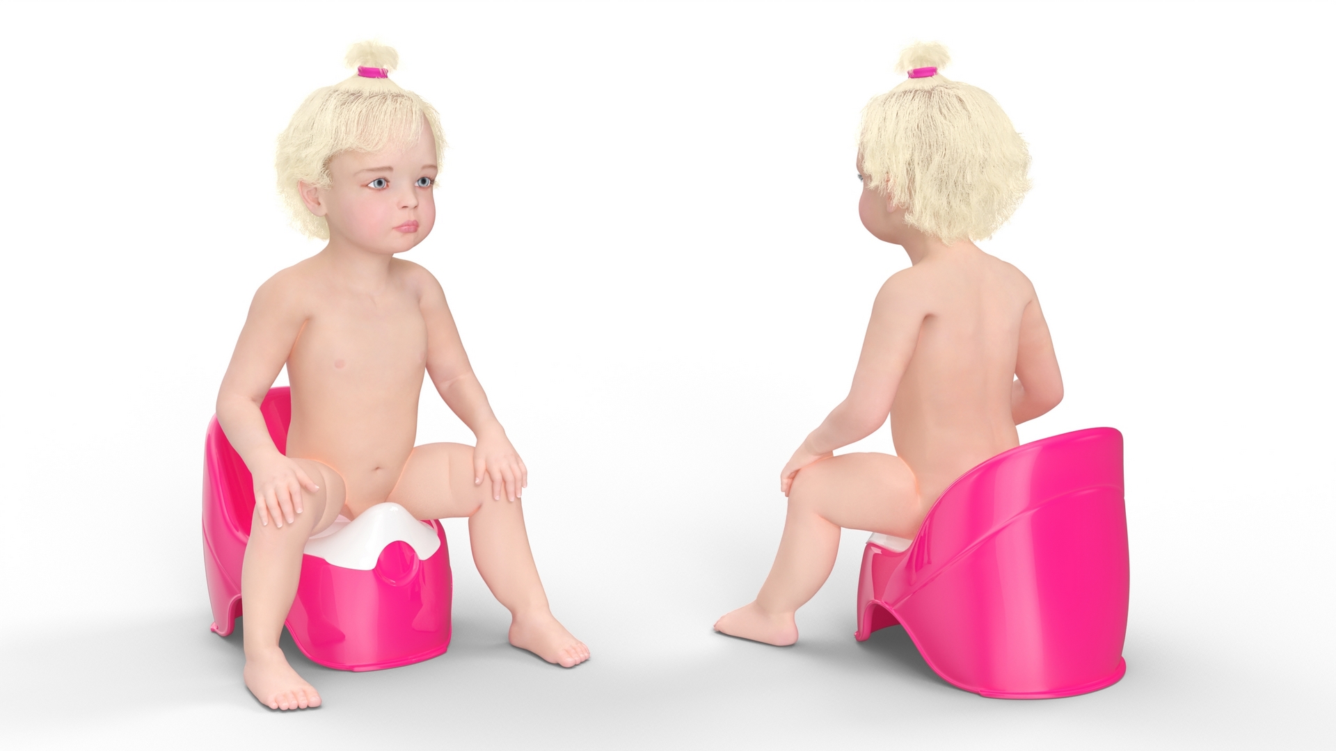 3D Toddler Girl on Potty