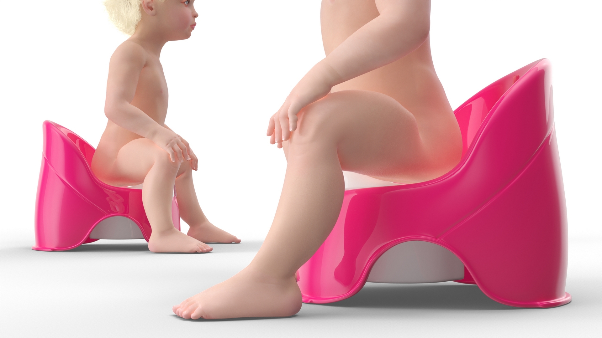3D Toddler Girl on Potty