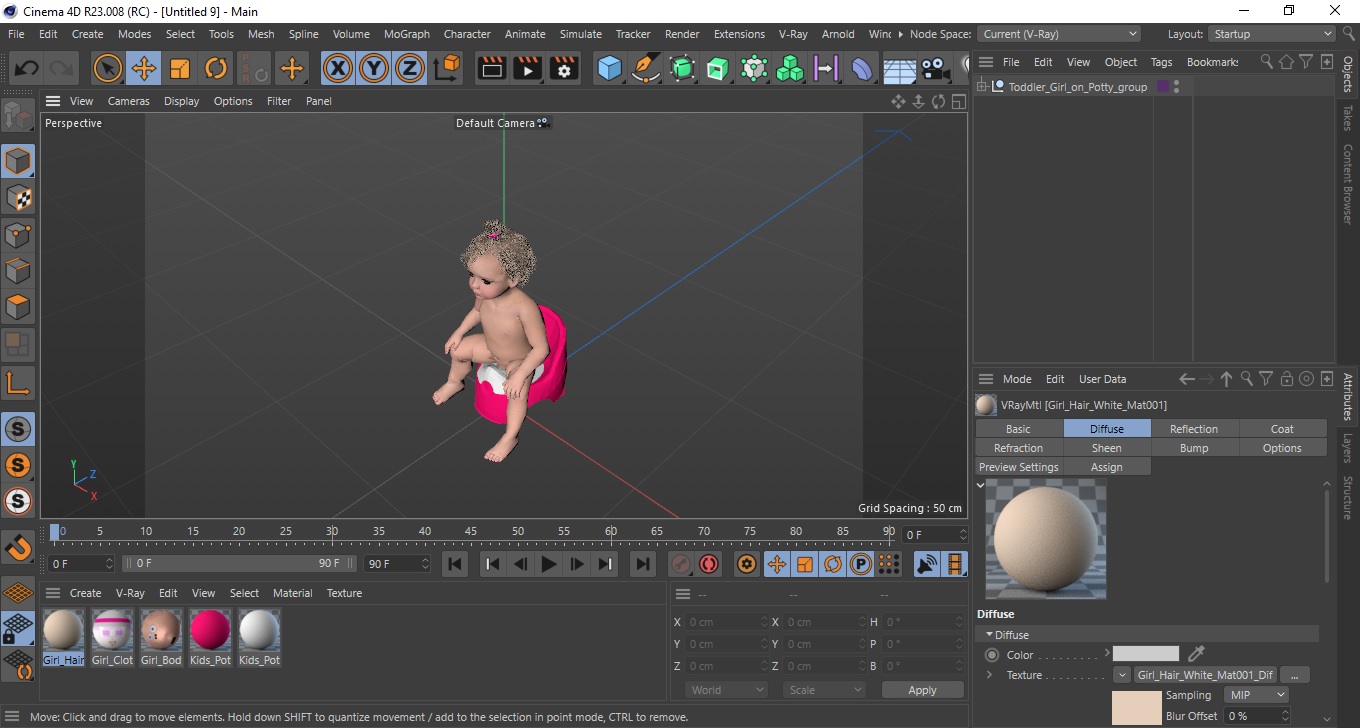 3D Toddler Girl on Potty