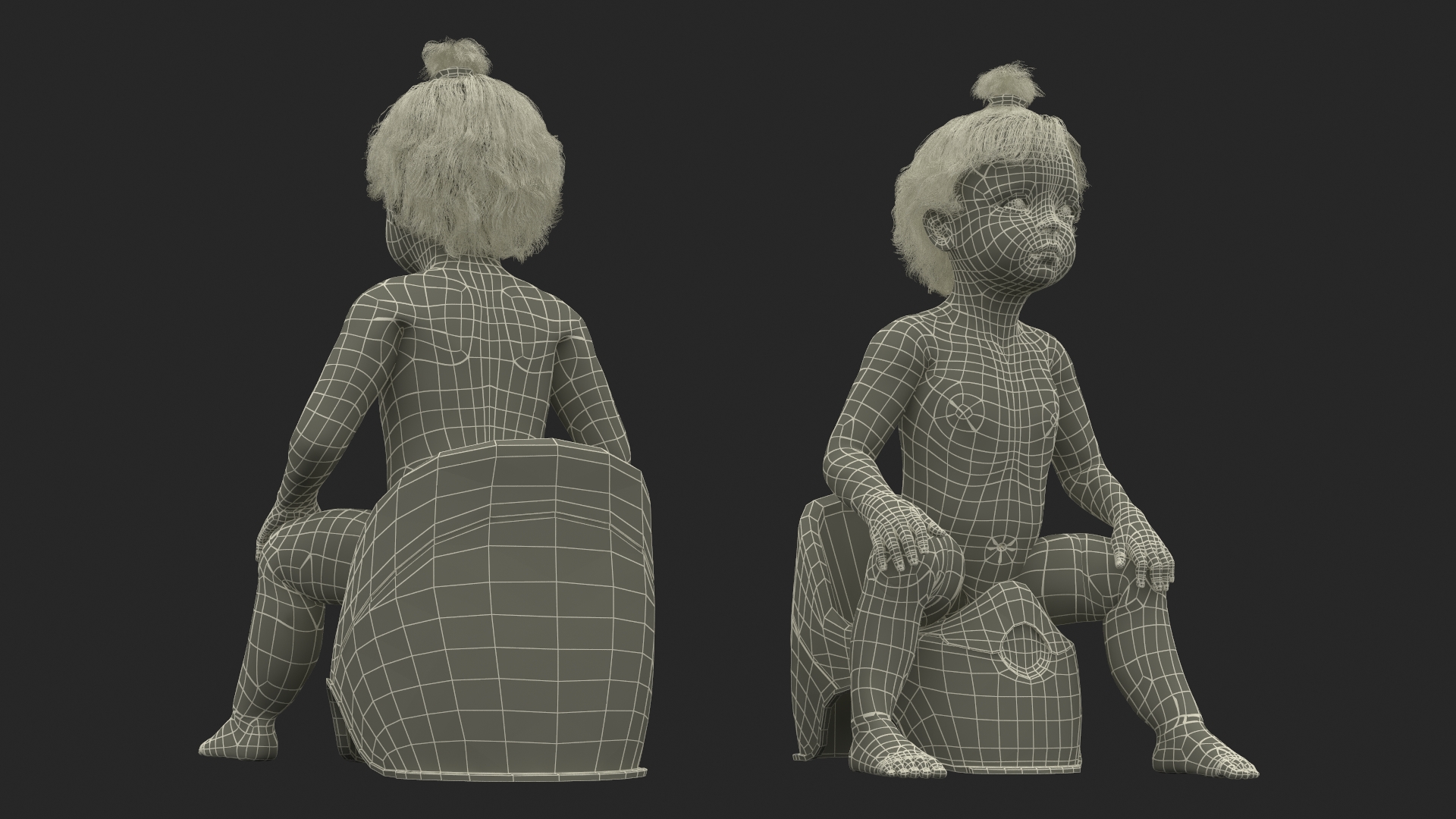 3D Toddler Girl on Potty