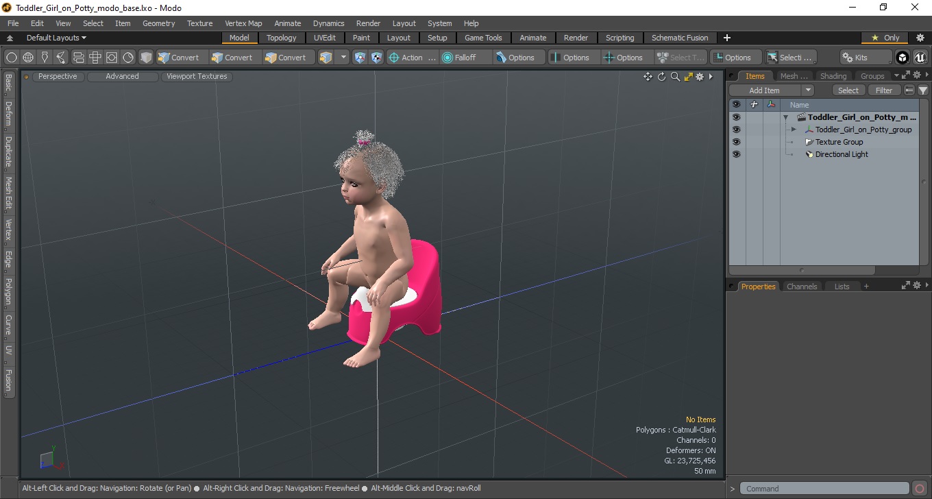 3D Toddler Girl on Potty