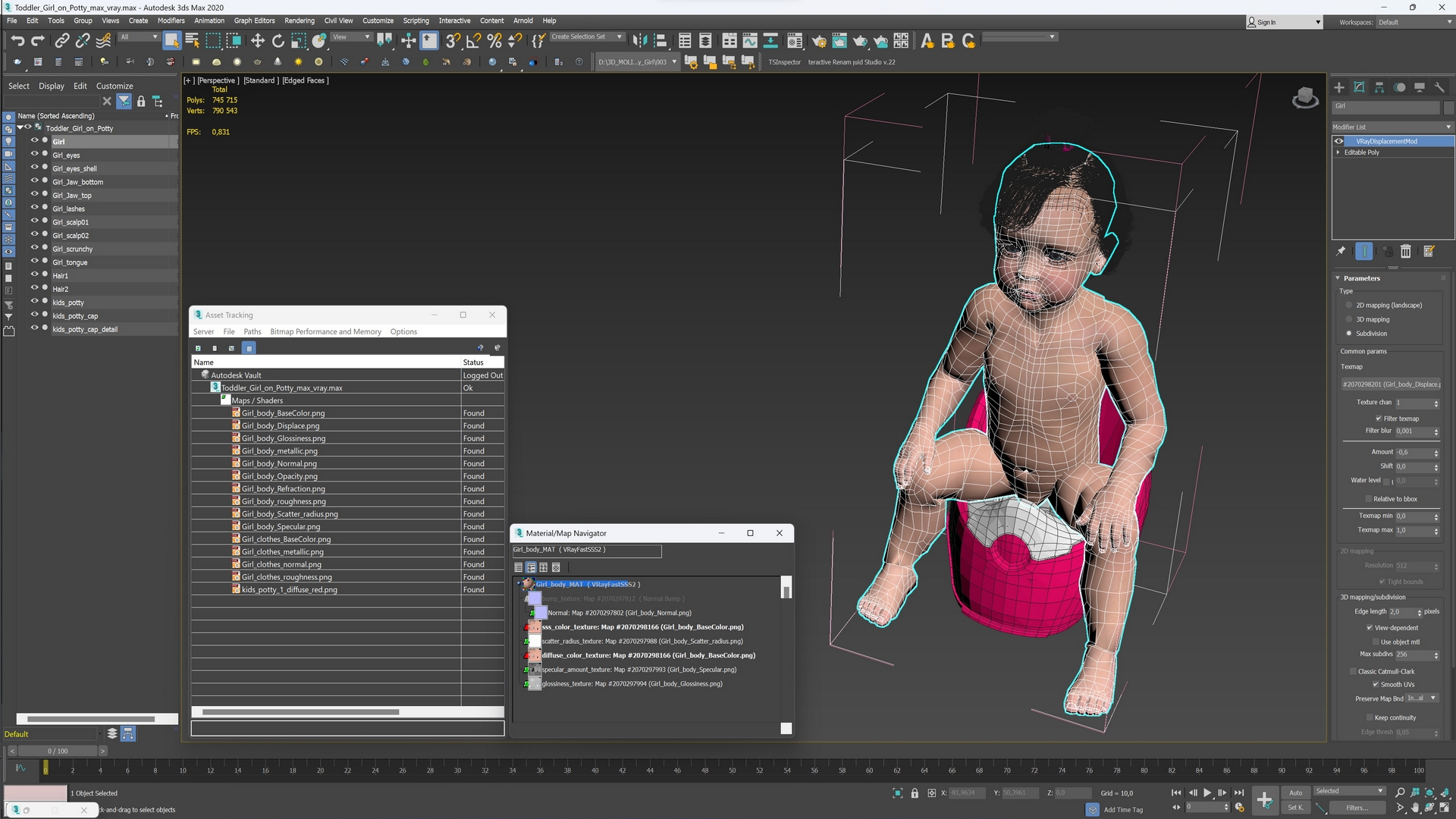 3D Toddler Girl on Potty