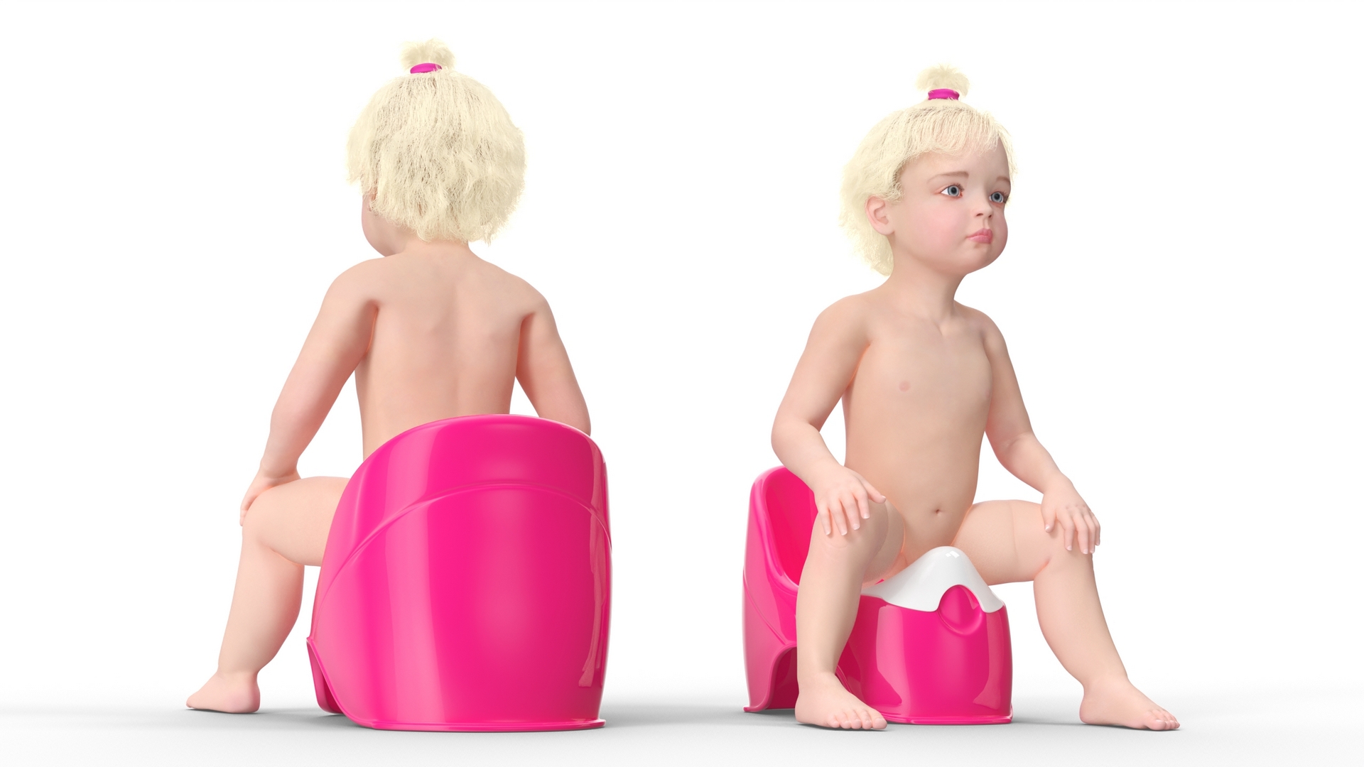 3D Toddler Girl on Potty