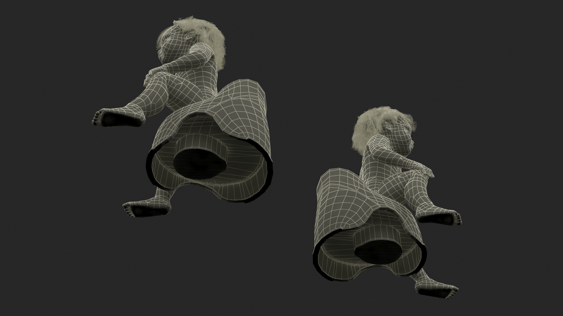 3D Toddler Girl on Potty