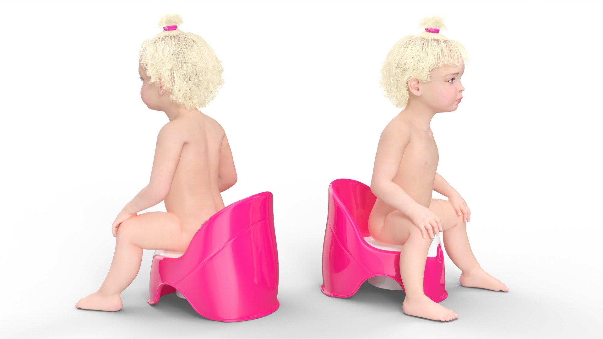 3D Toddler Girl on Potty
