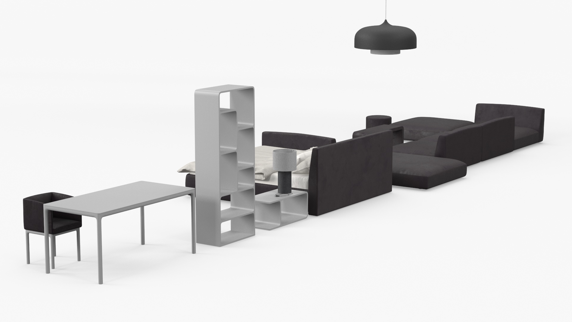 Contemporary Minimalist Furniture Set 3D