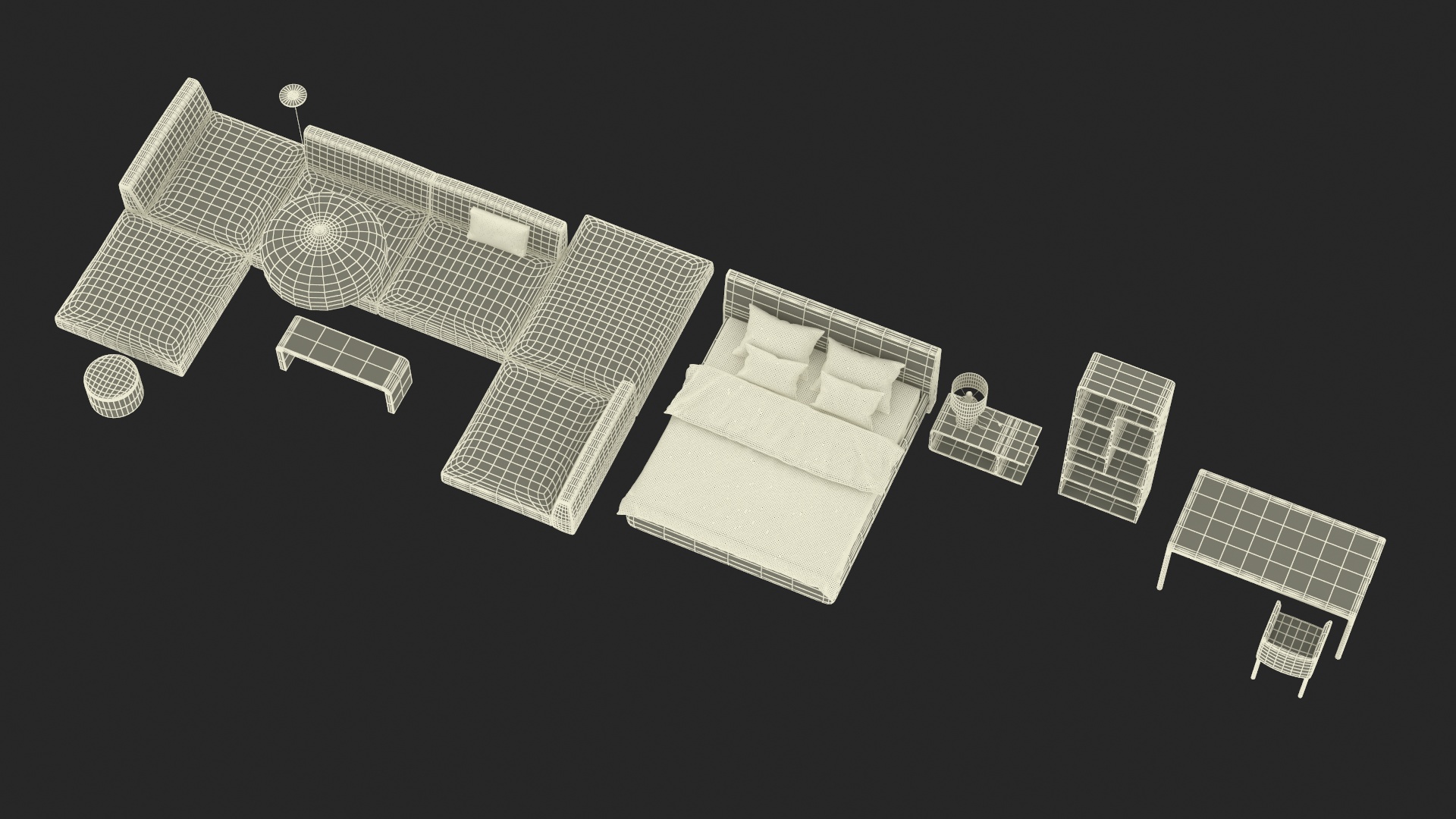 Contemporary Minimalist Furniture Set 3D
