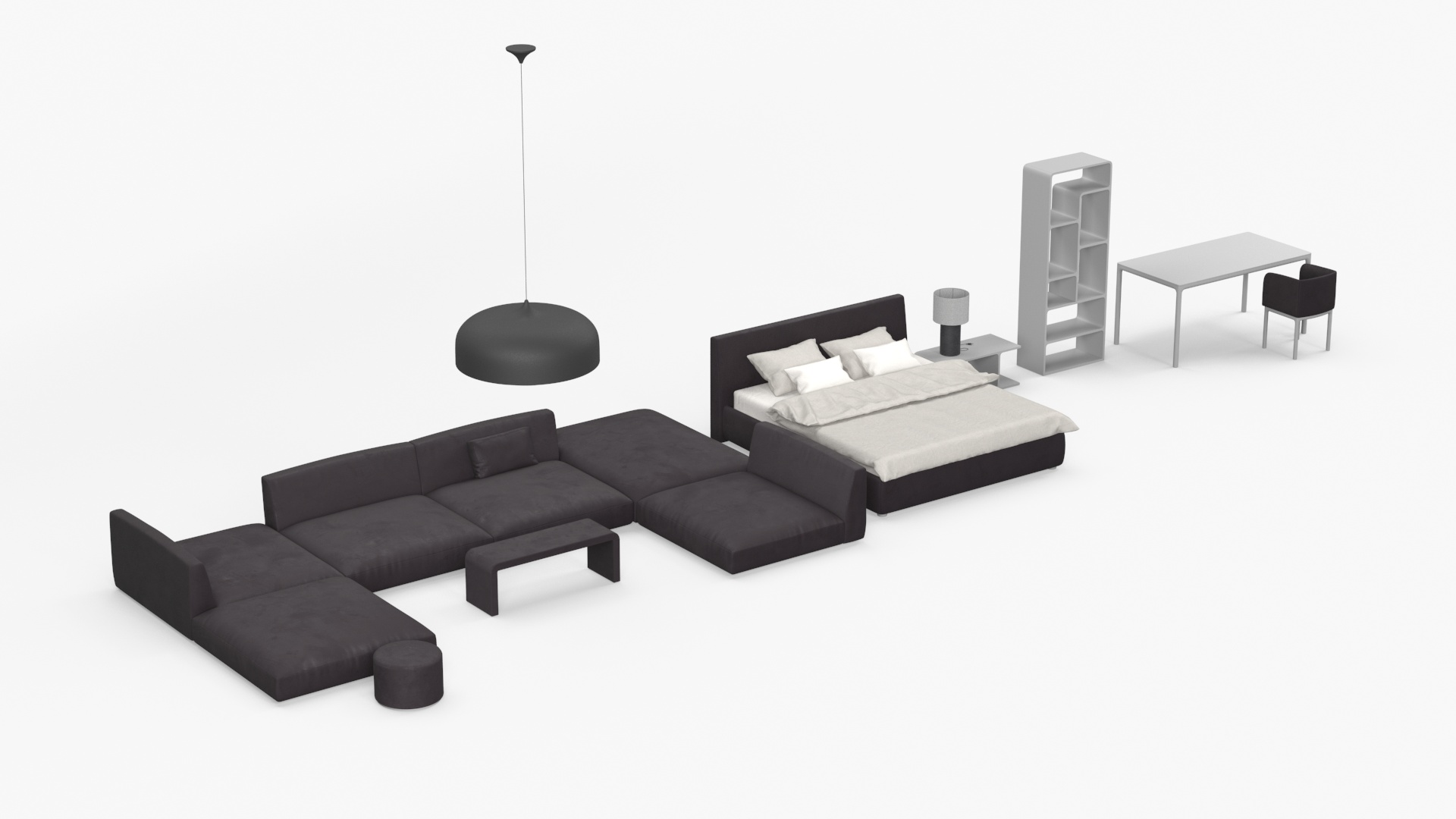 Contemporary Minimalist Furniture Set 3D