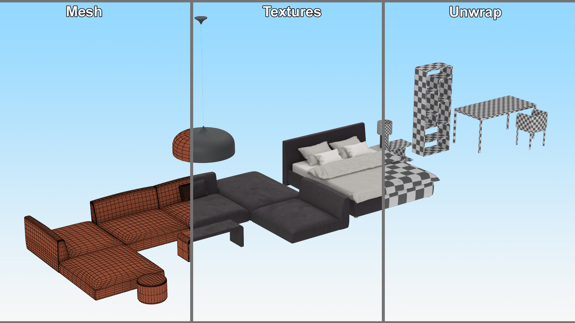 Contemporary Minimalist Furniture Set 3D