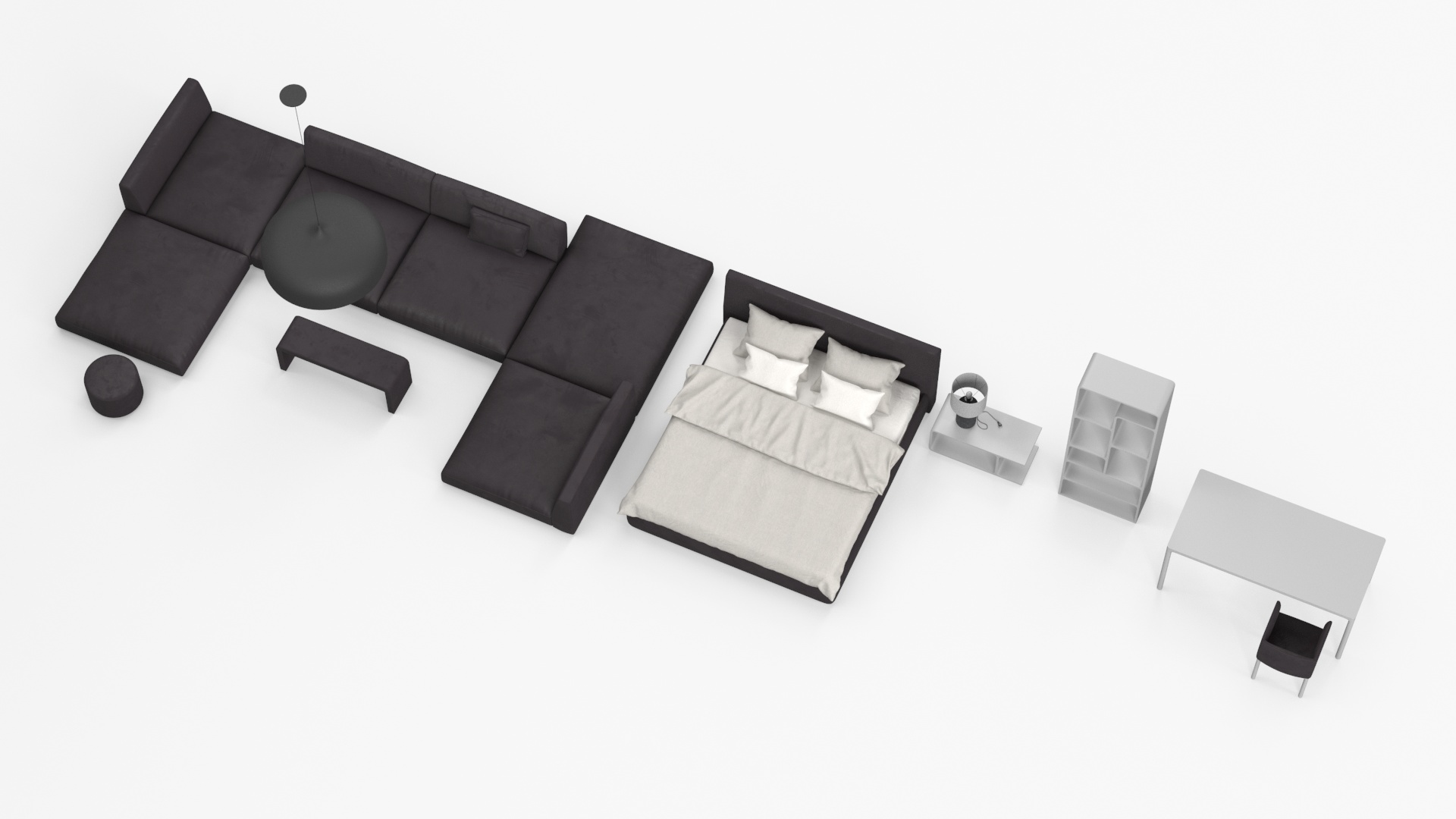 Contemporary Minimalist Furniture Set 3D