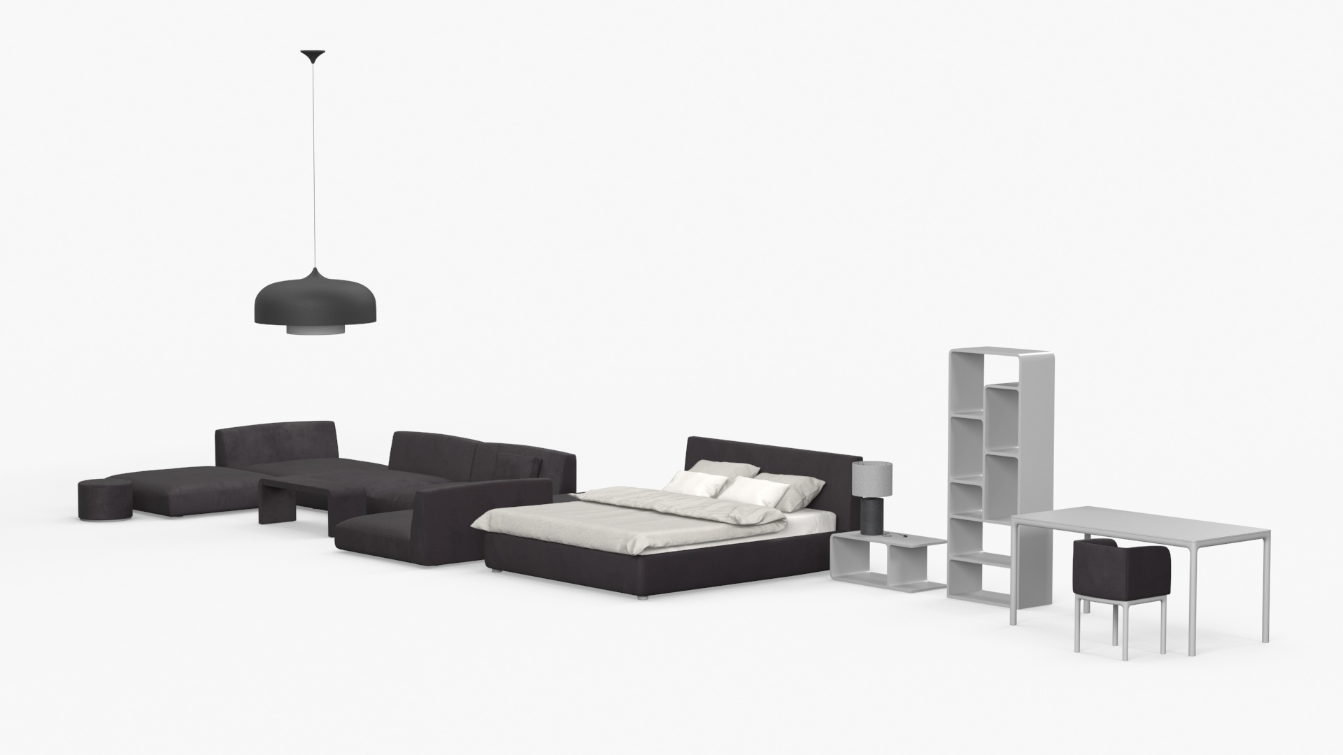 Contemporary Minimalist Furniture Set 3D