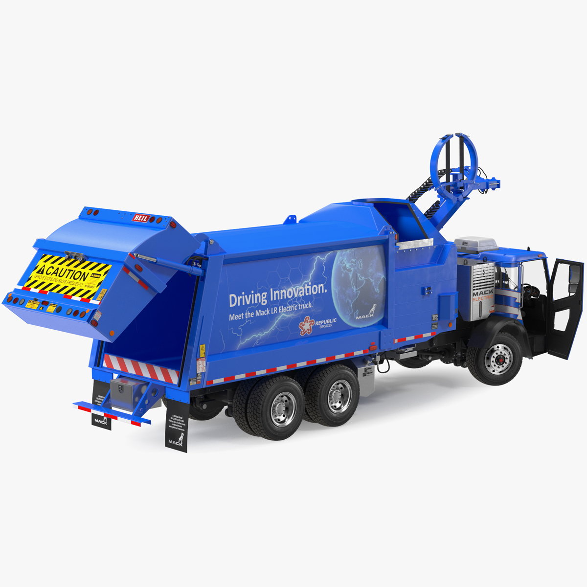 3D Mack LR Electric Blue Simple Interior Rigged for Maya model