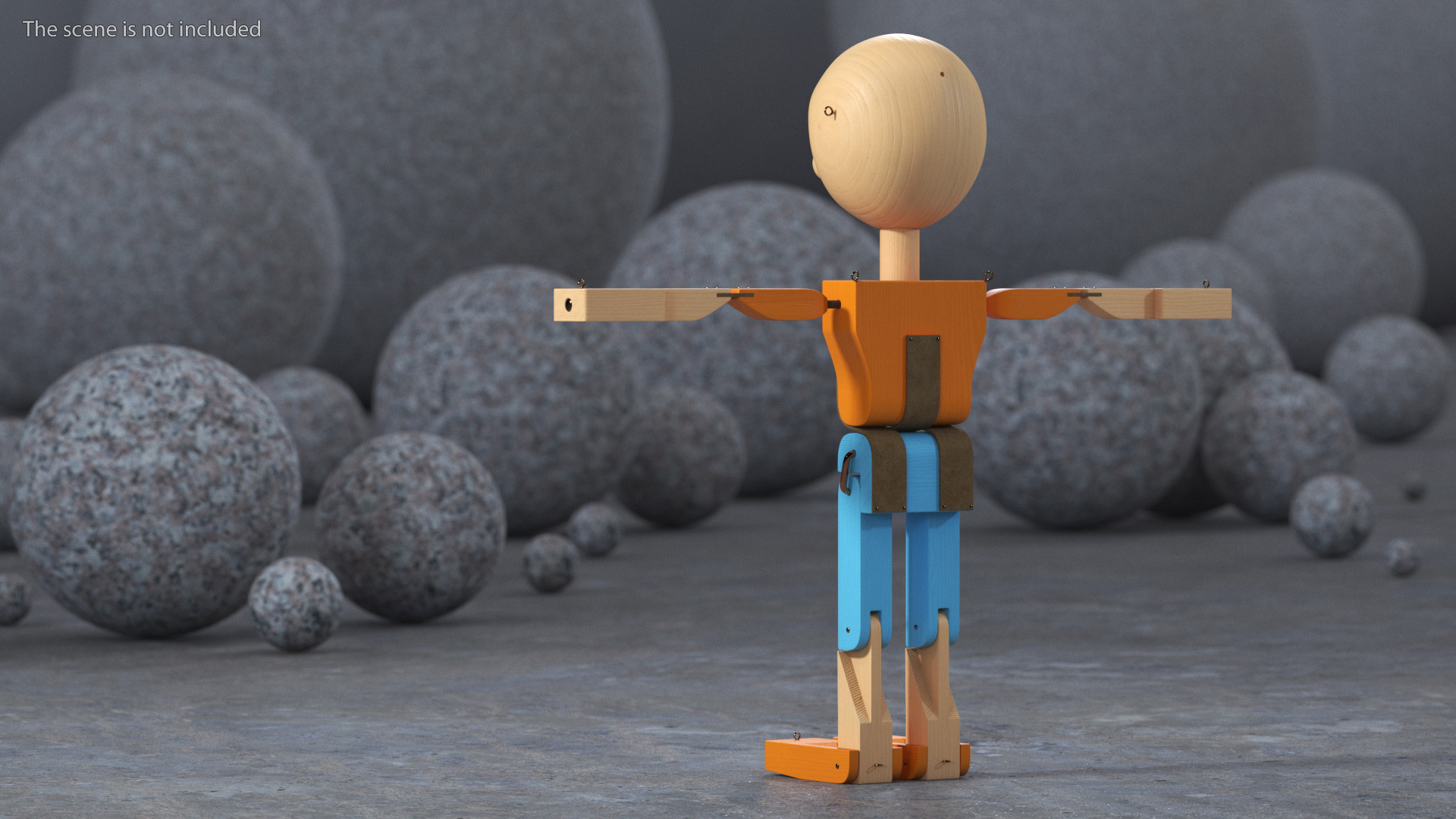 3D Colored Wooden Character Rigged