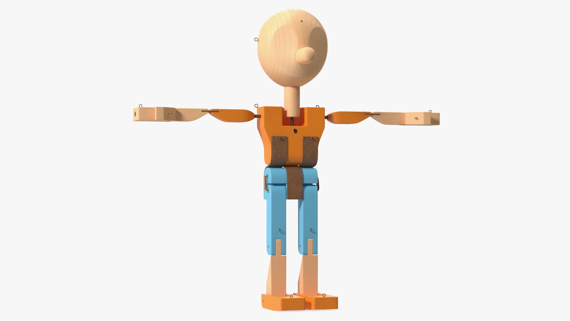 3D Colored Wooden Character Rigged