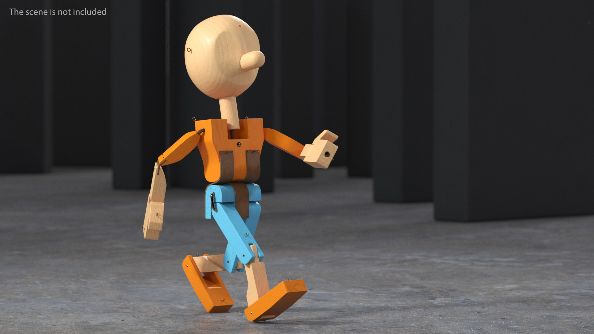 3D Colored Wooden Character Rigged