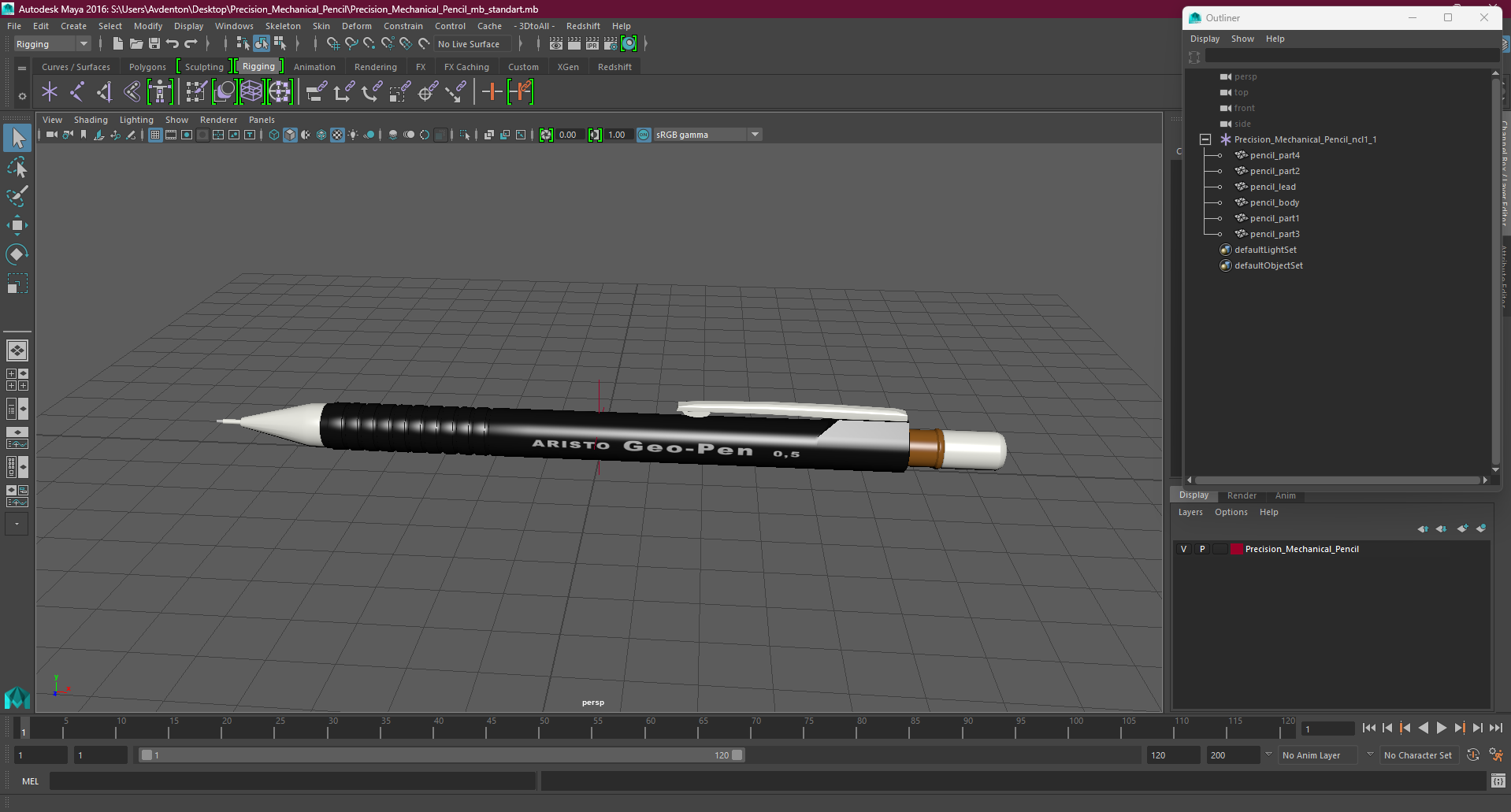 Precision Mechanical Pencil 3D